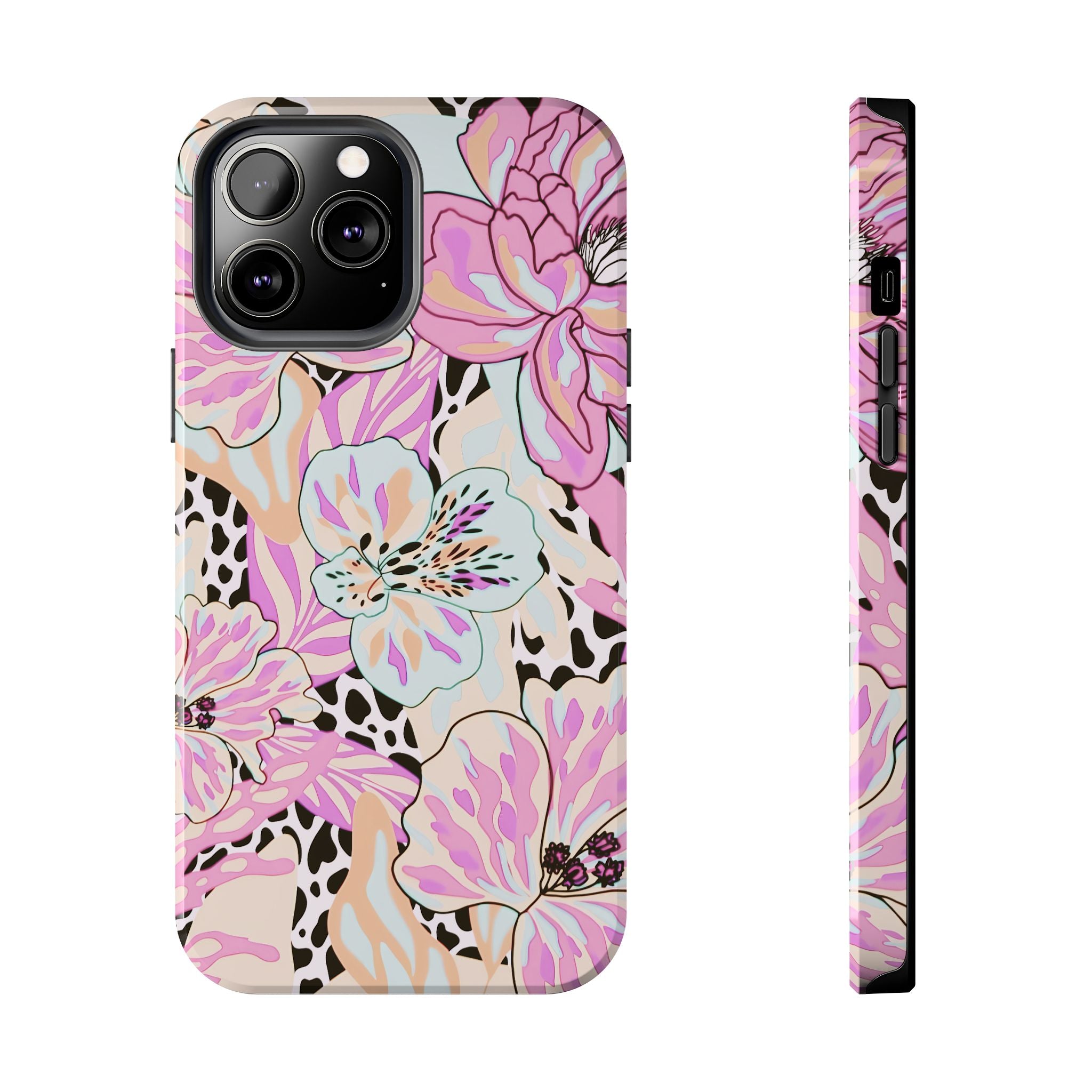 Coque iPhone à motif floral pastel | Lys léopard