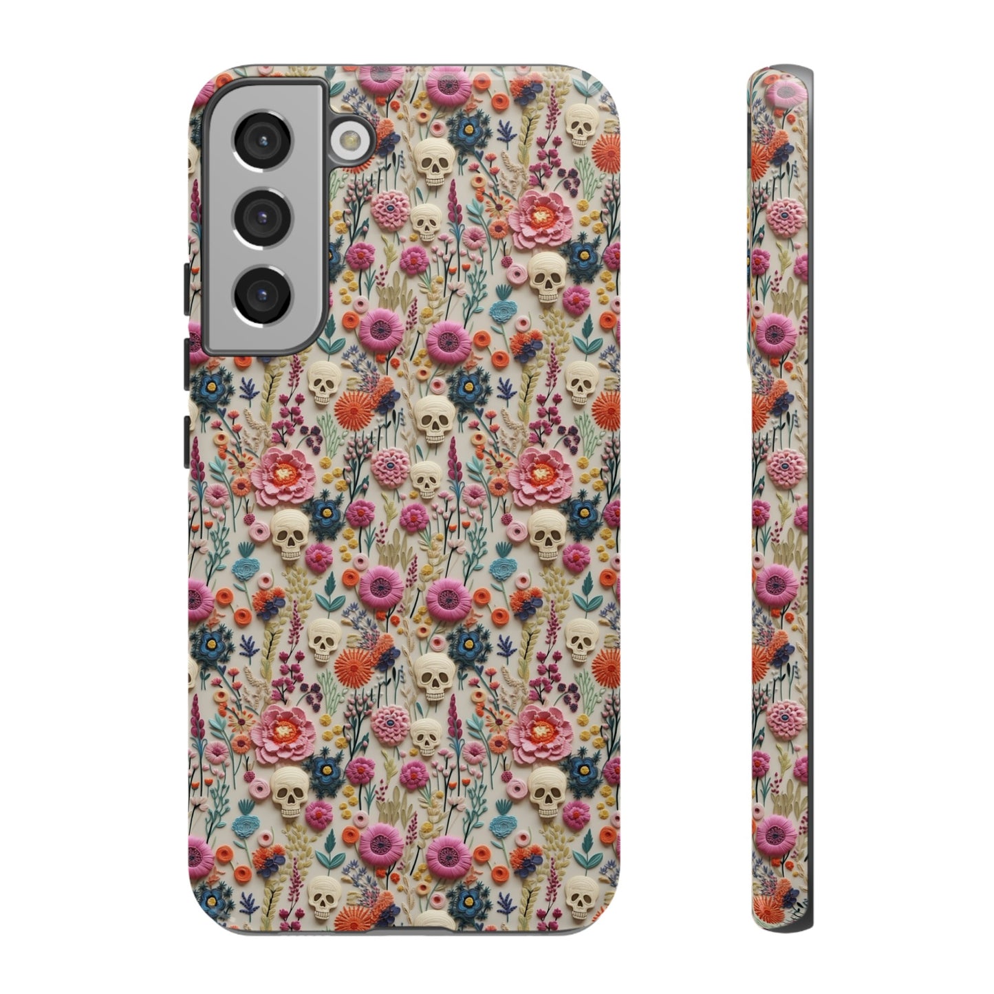 Skulls & Flowers | Embroidery Effect Case