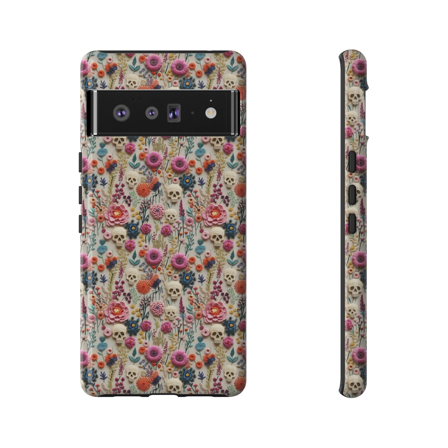 Skulls & Flowers | Embroidery Effect Case