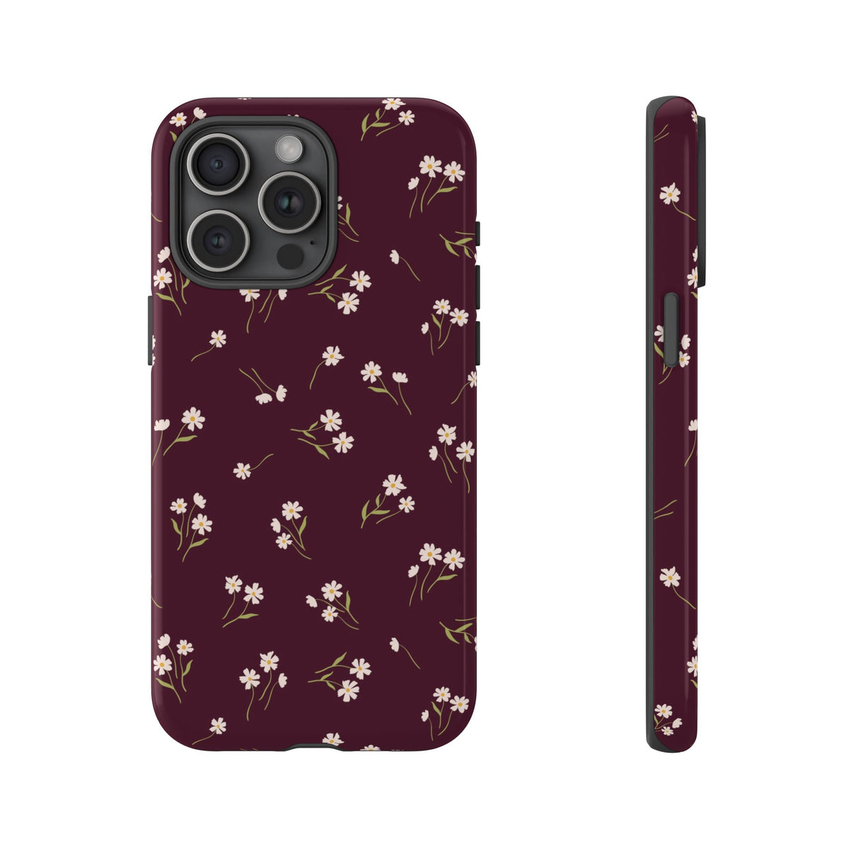 Dainty Daisy | Burgundy Floral iPhone Case