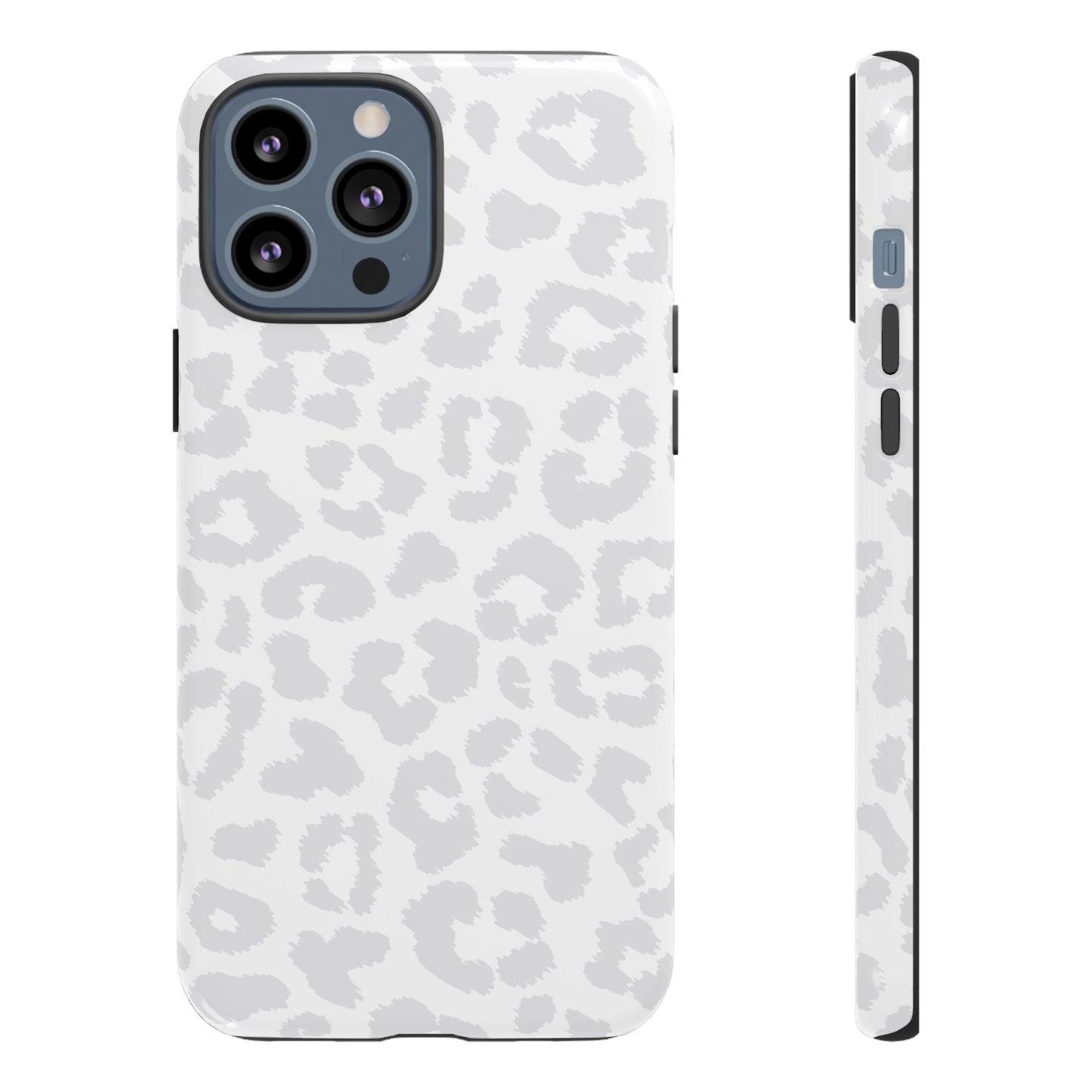 Snow Bunny | White & Gray Leopard Print Case