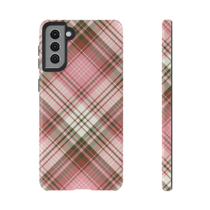 Funda elegante y preppy con diseño de cuadros rosas para Galaxy