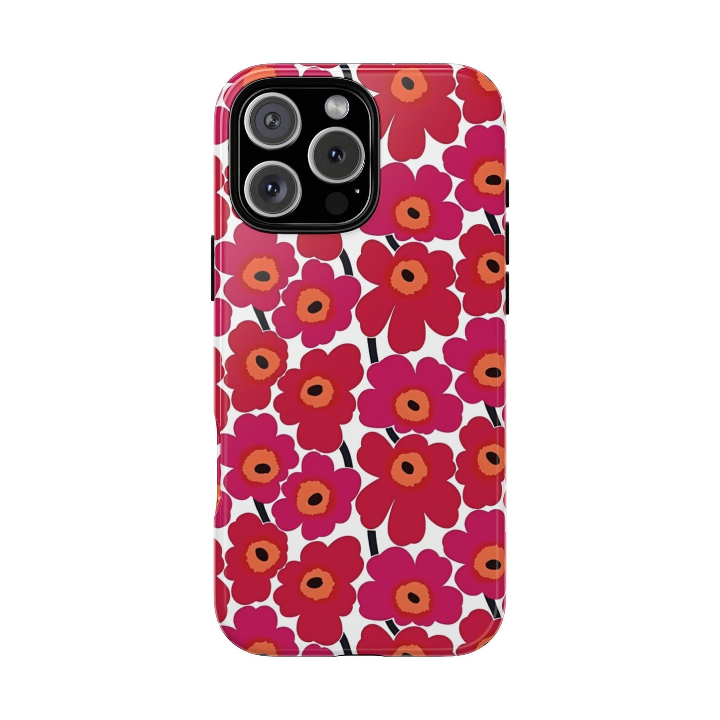 Funda para iPhone con estampado floral rosa y amapola