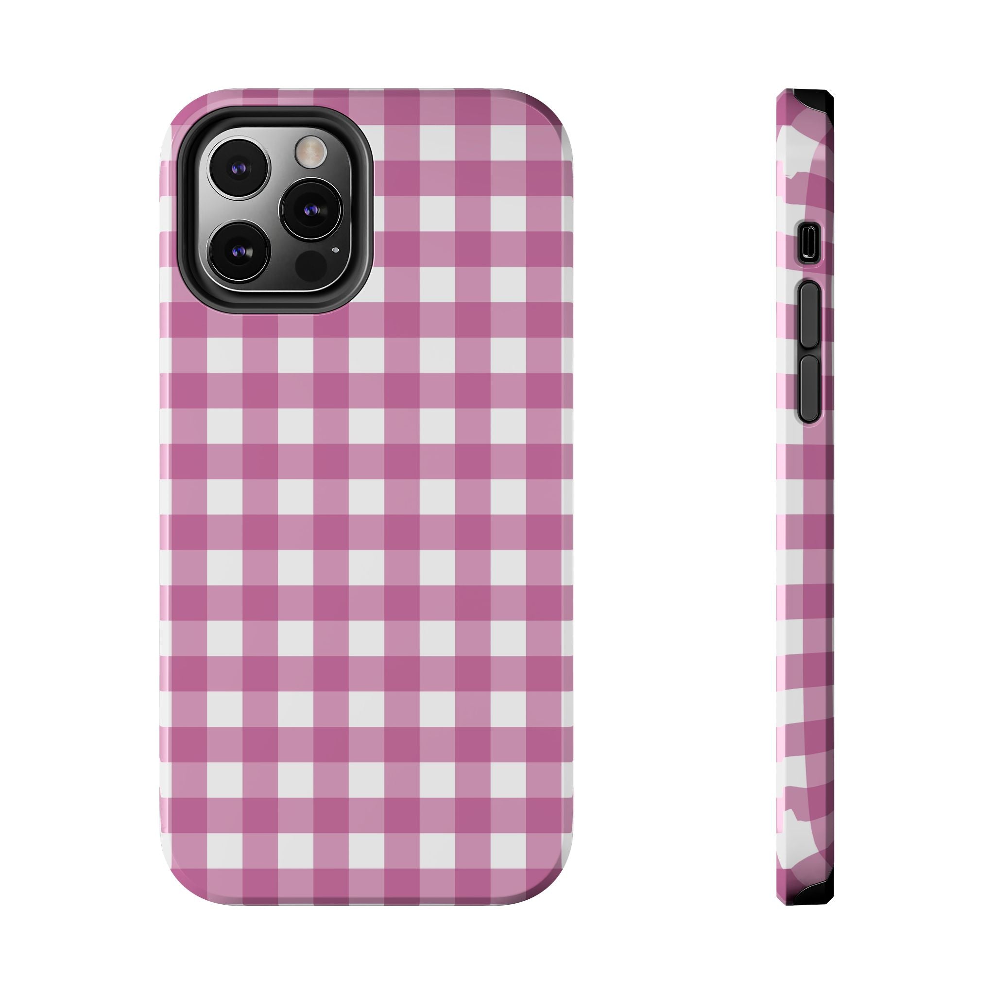 Pink Plaid Gingham Check iPhone Case