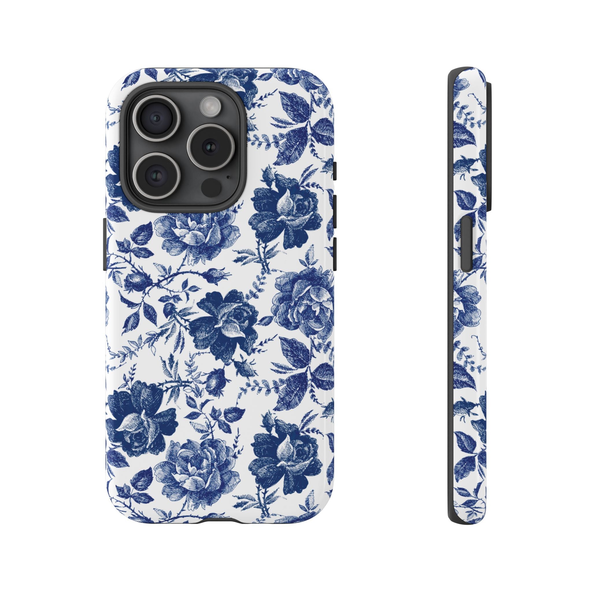 Coque iPhone Indigo Rose | Motif floral rétro
