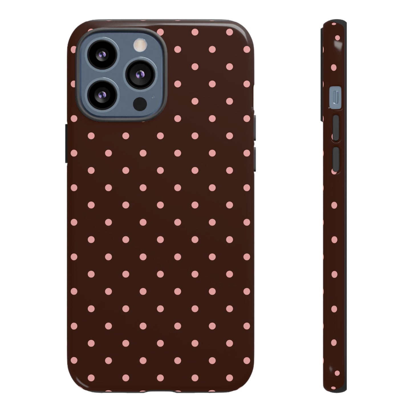 Bonita en rosa | Funda para iPhone con lunares marrones