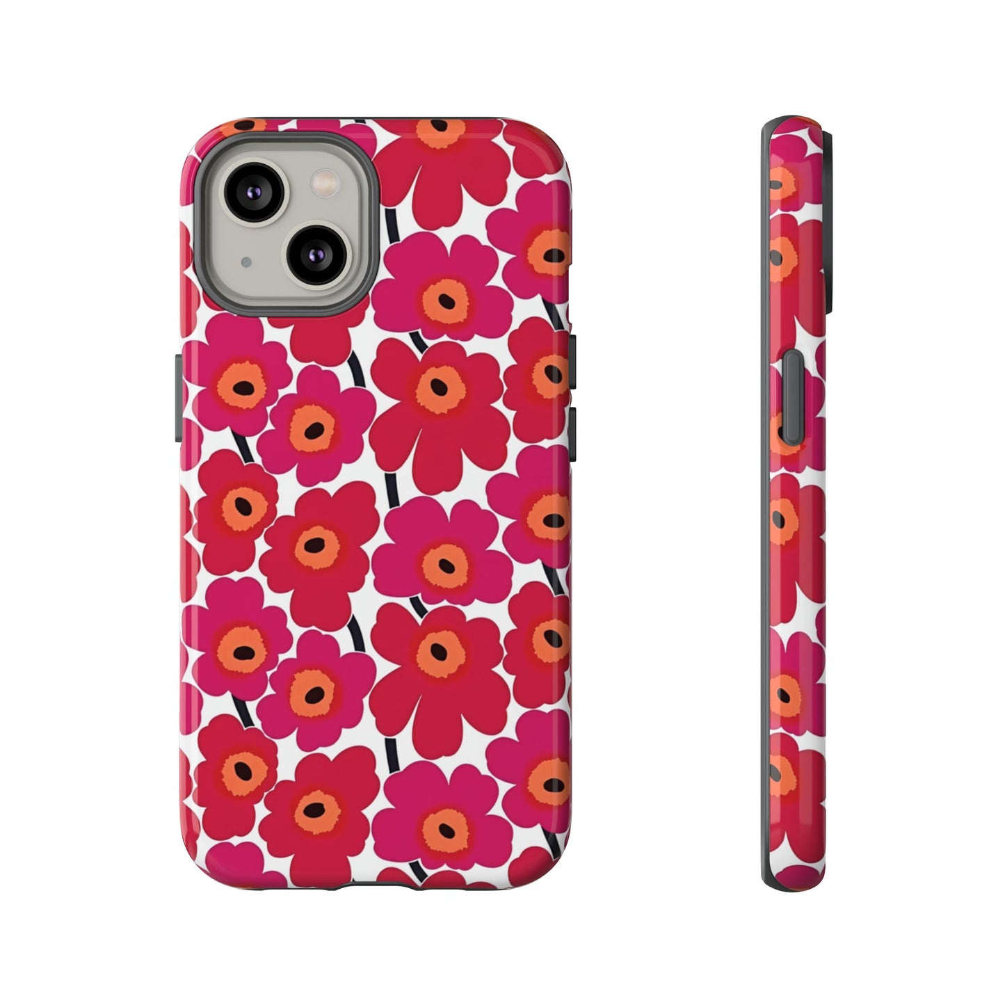 Funda para iPhone con estampado floral rosa y amapola