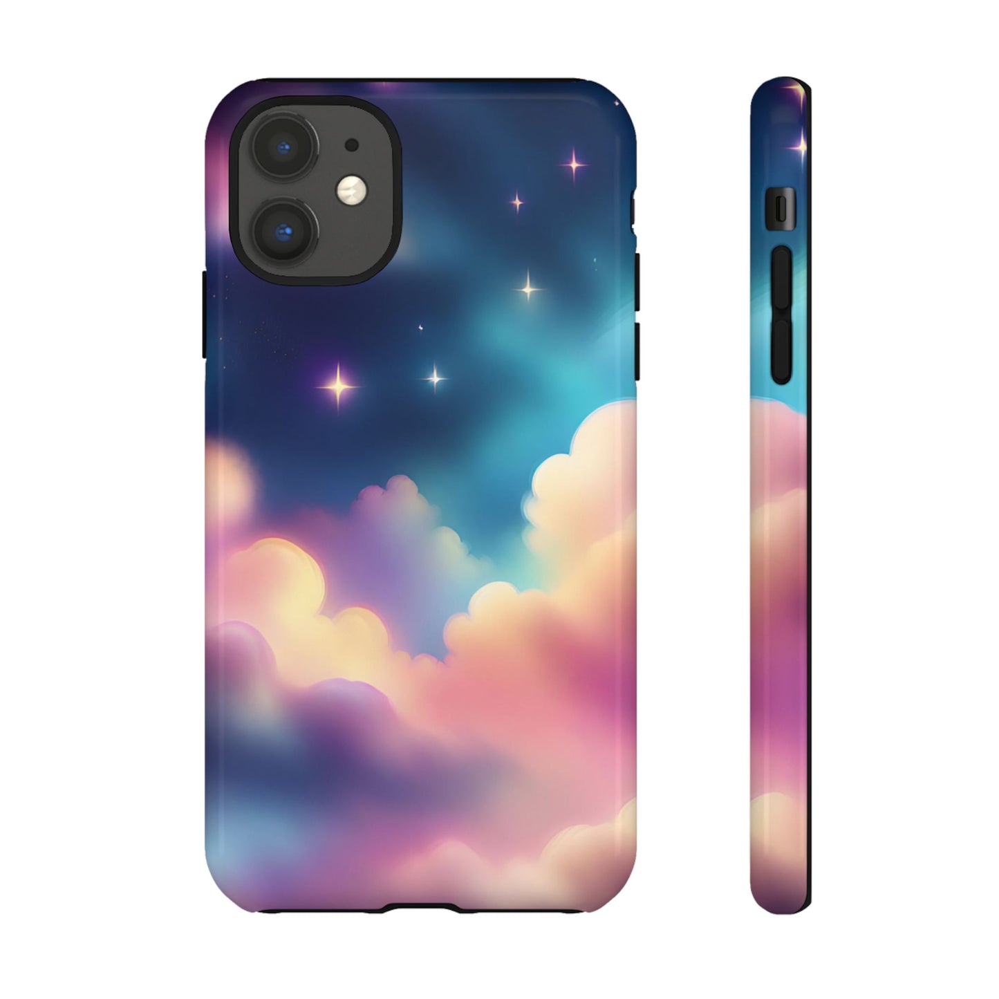 Funda retro para iPhone con diseño de noche estrellada