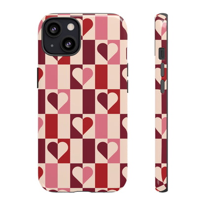 Funda para iPhone con corazones geométricos Devoted