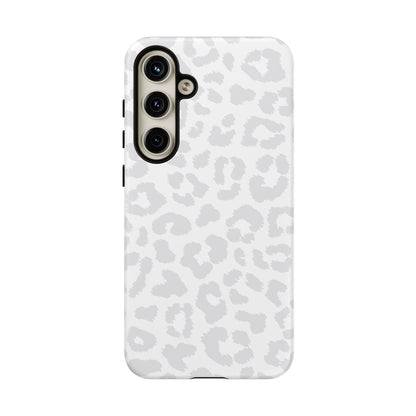 Snow Bunny | White & Gray Leopard Print Case