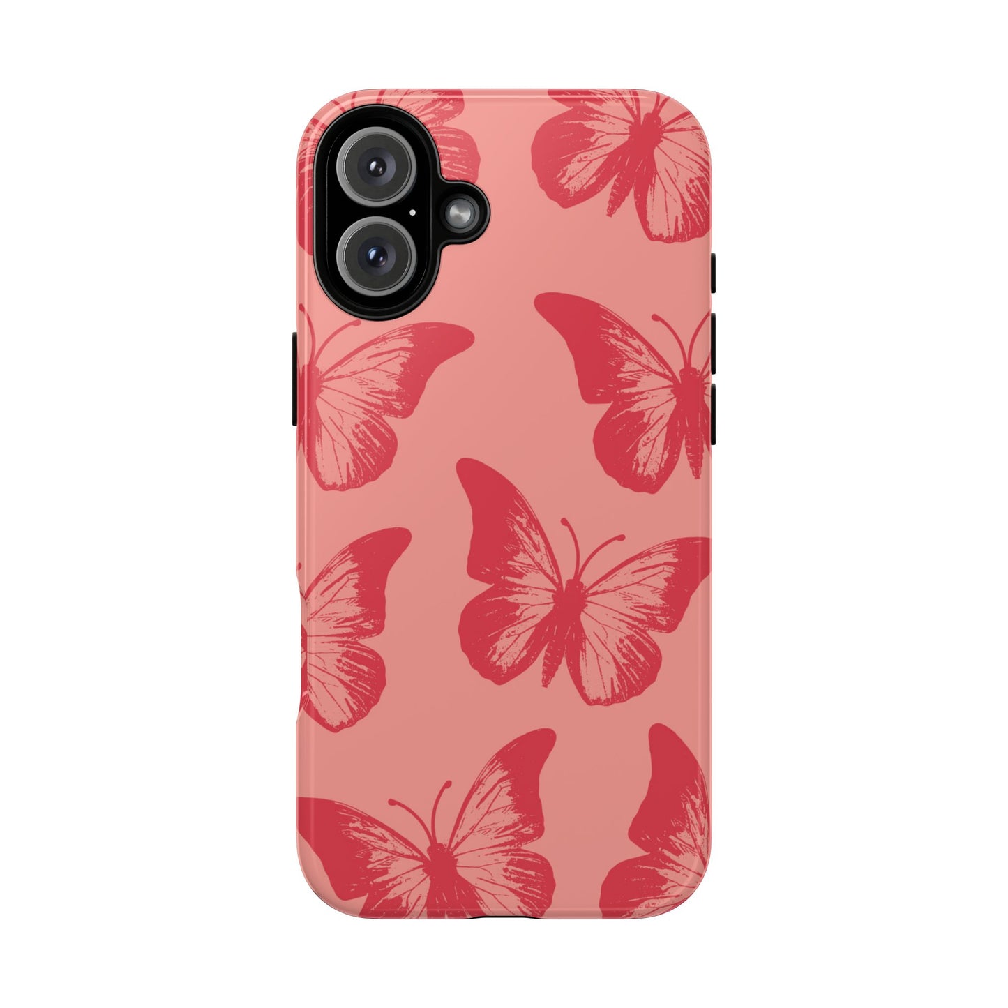 Funda para iPhone con diseño de mariposa social y mariposa color melocotón