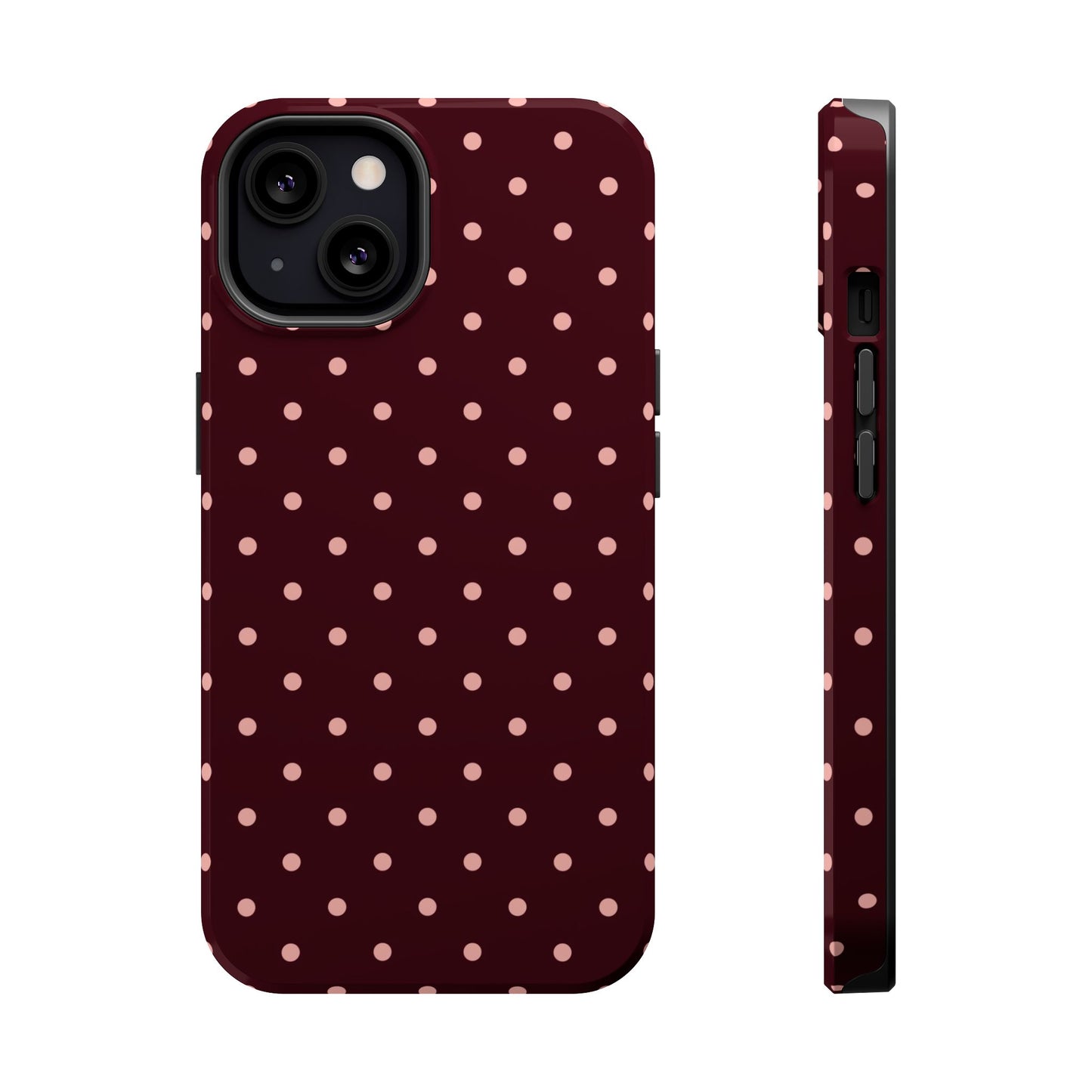 Pretty Please | Burgundy Polka Dot iPhone Case