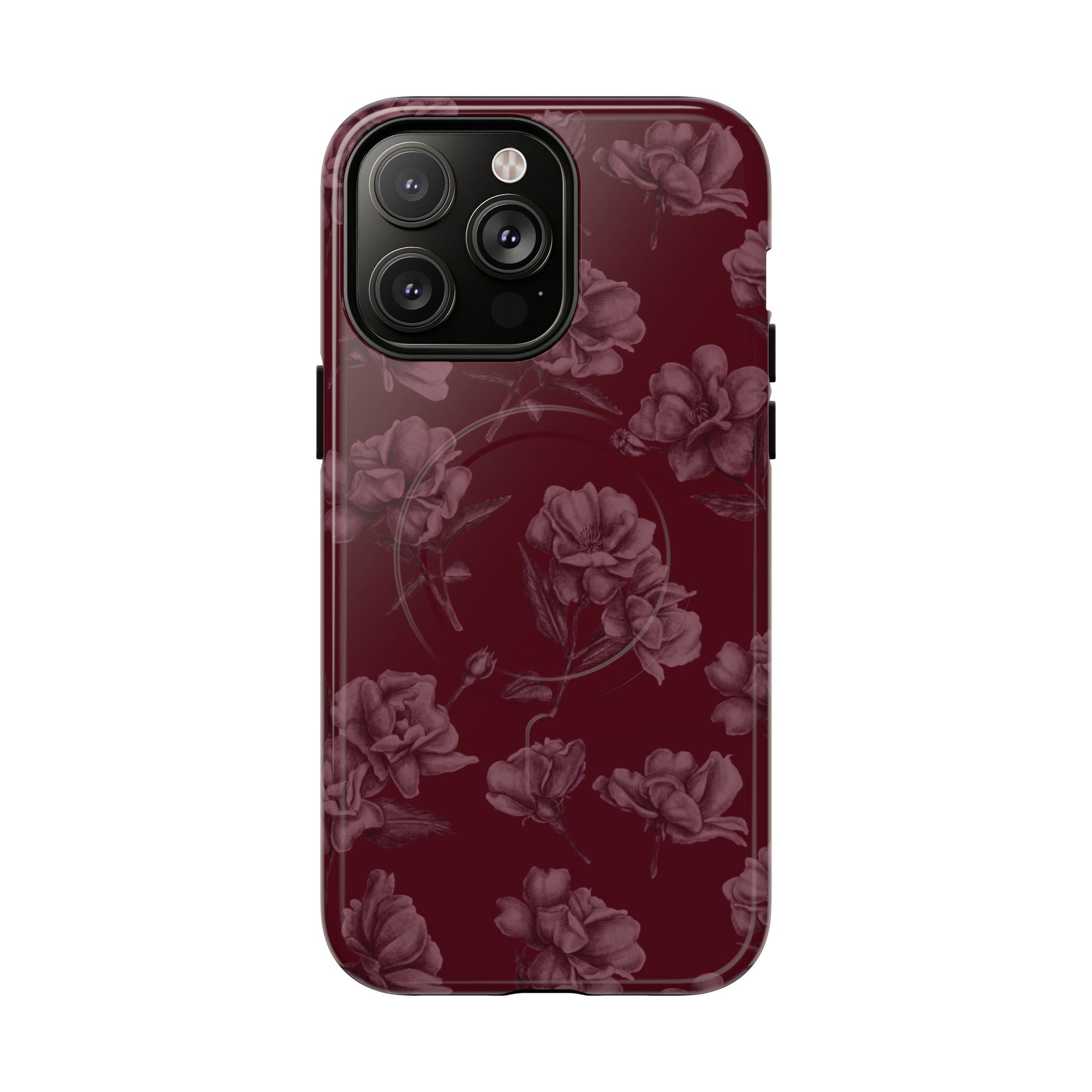 Funda MagSafe con estampado floral burdeos de Femme Fatale