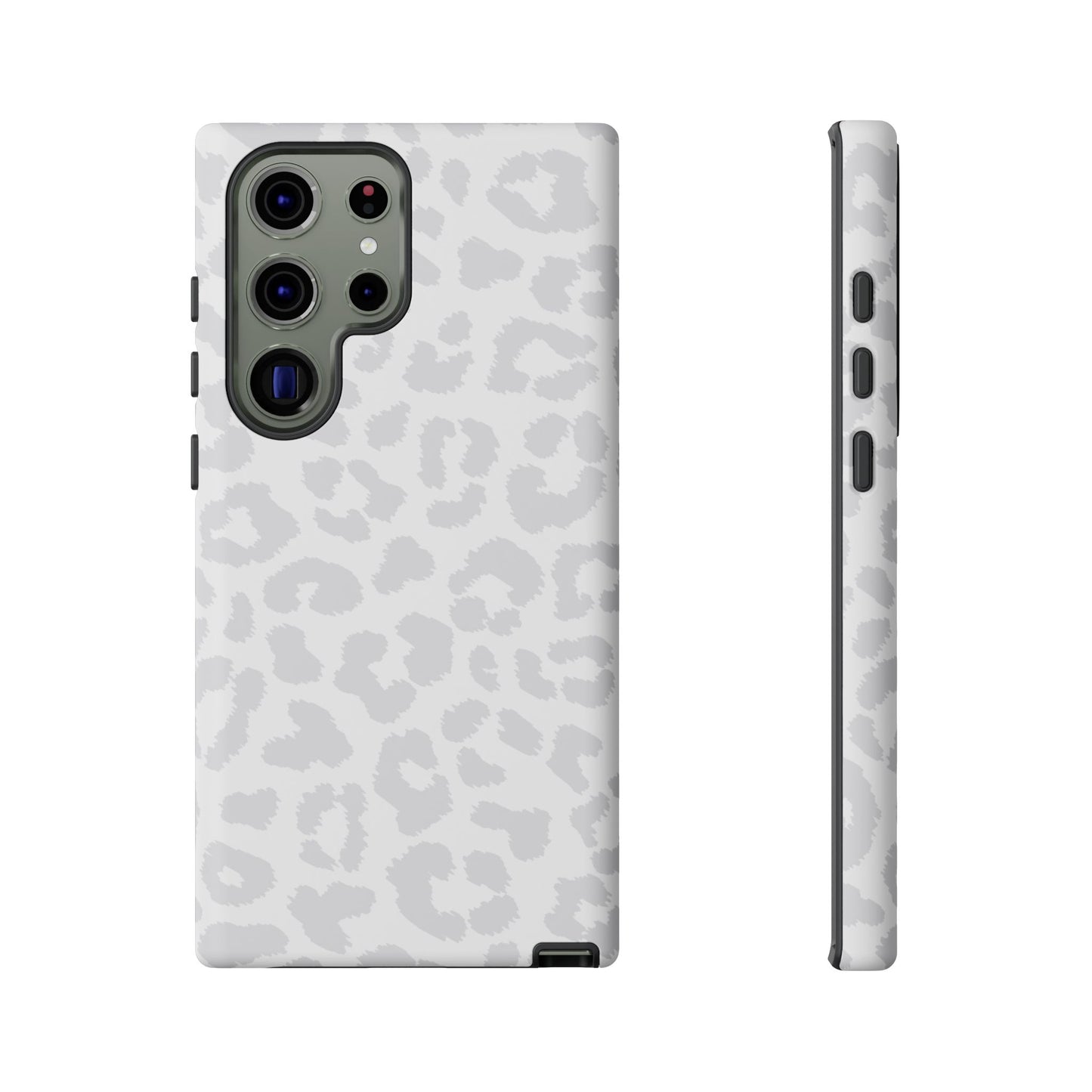 Snow Bunny | White & Gray Leopard Print Case