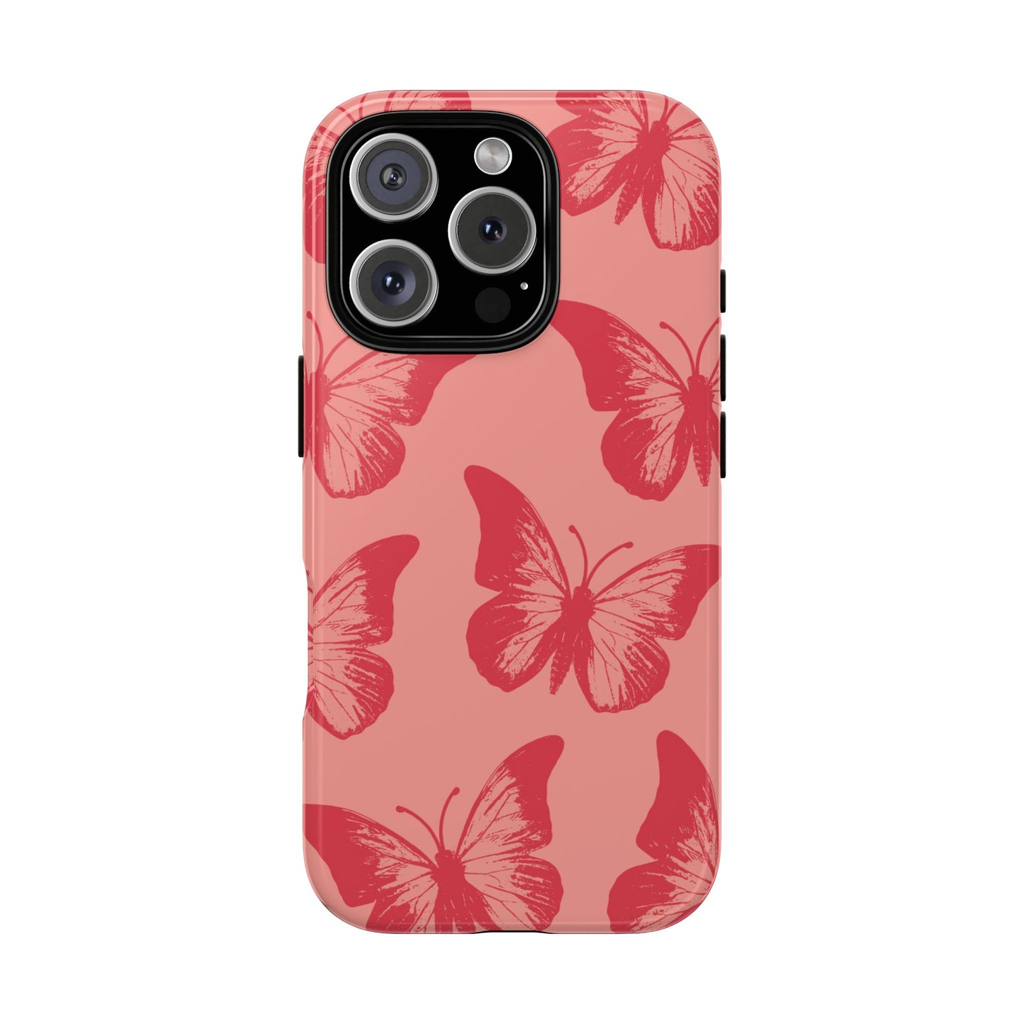 Funda para iPhone con diseño de mariposa social y mariposa color melocotón