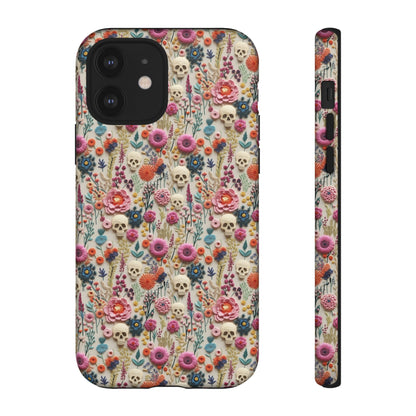 Skulls & Flowers | Embroidery Effect Case