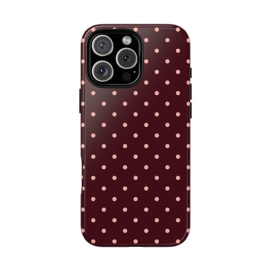 Pretty Please | Funda para iPhone con lunares burdeos