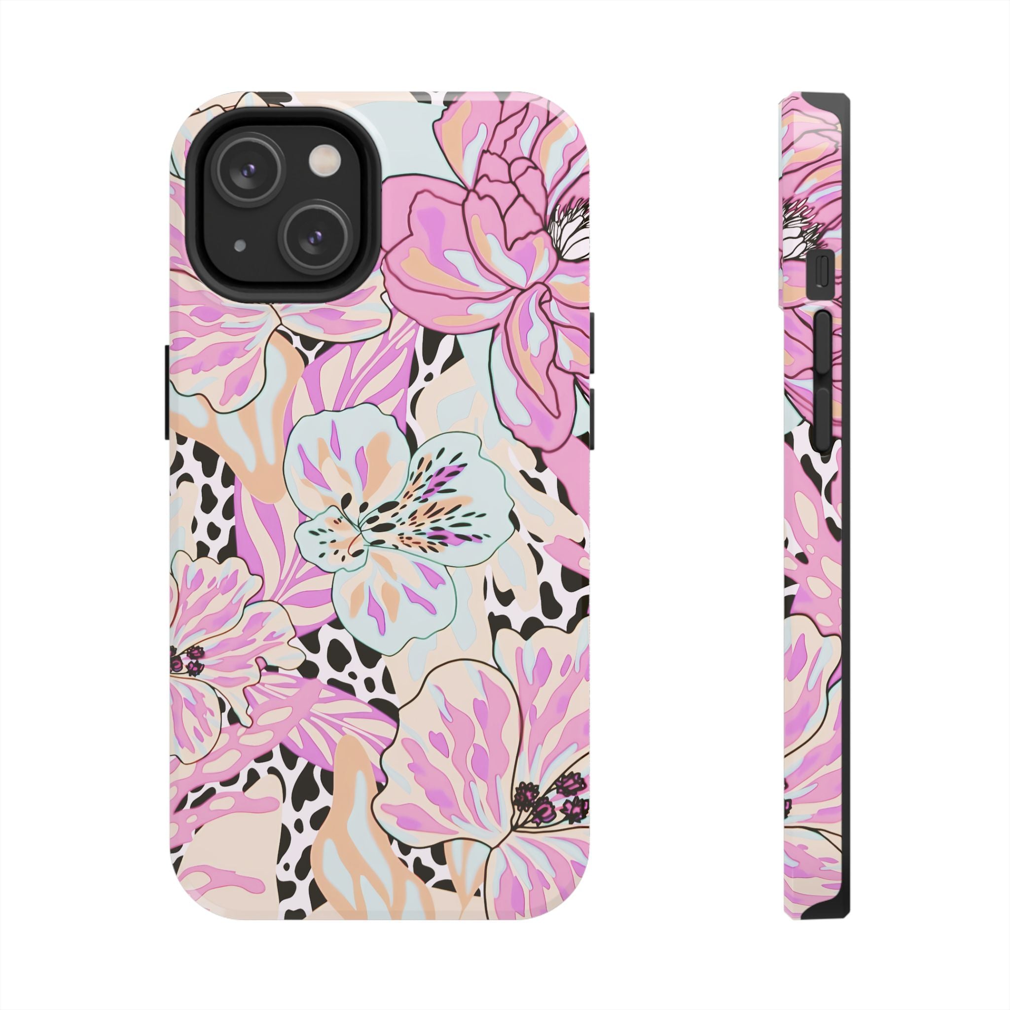 Coque iPhone à motif floral pastel | Lys léopard