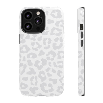 Snow Bunny | White & Gray Leopard Print Case