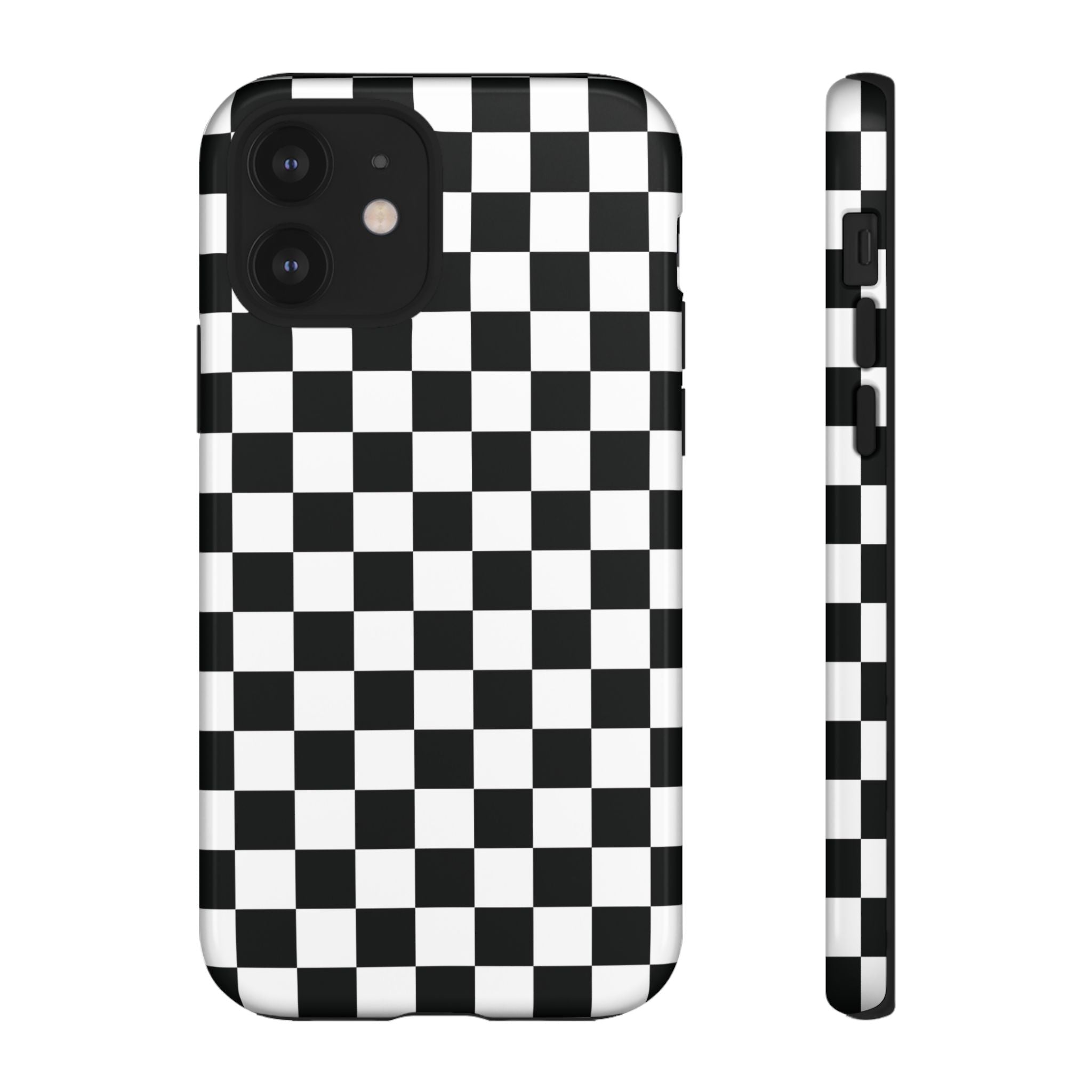 Coque iPhone à damier noir et blanc Skater Girl |