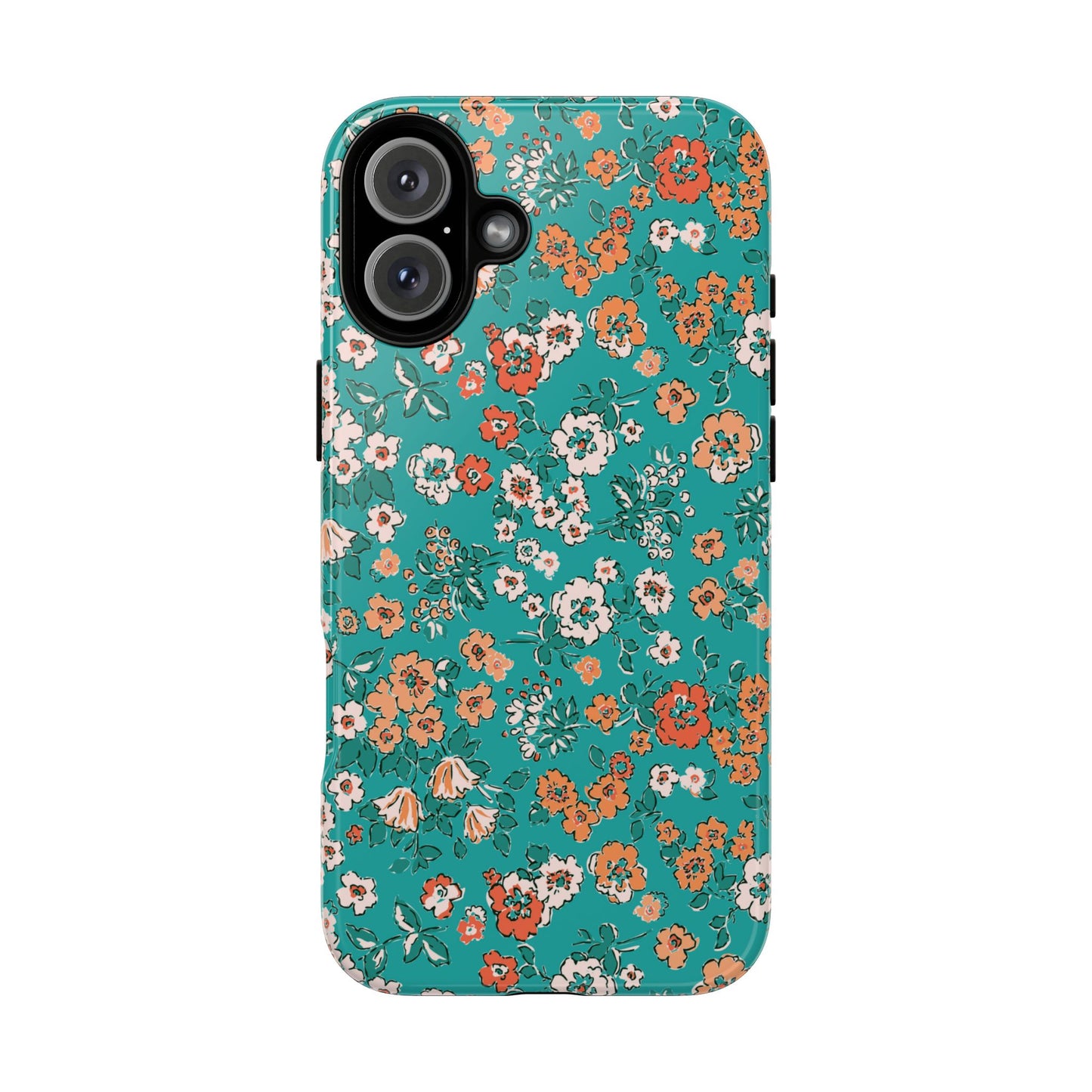 Funda para iPhone con diseño de jardín verde azulado y flores