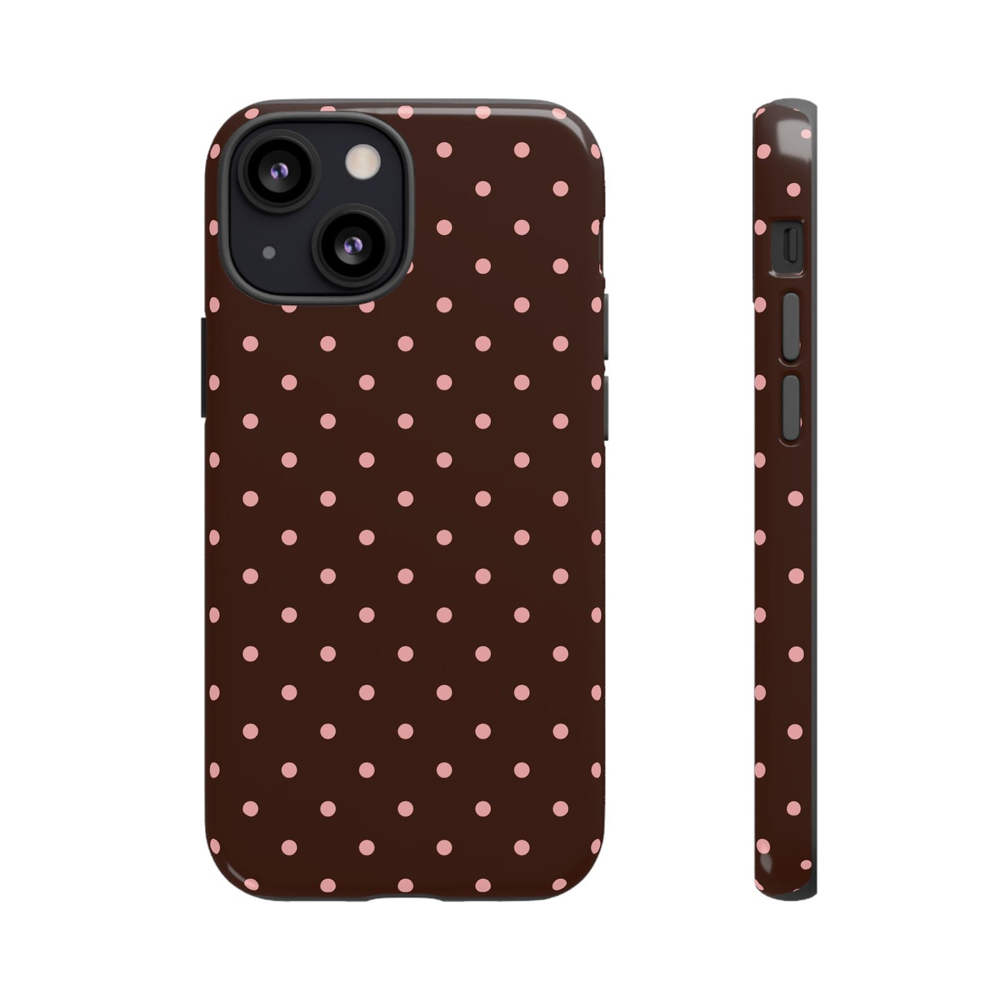 Jolie en rose | Coque iPhone à pois marron