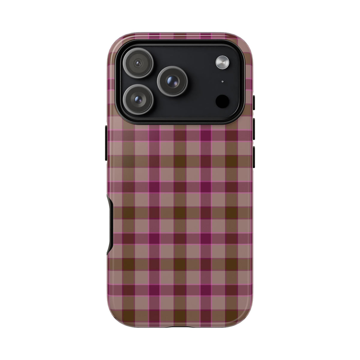 Mulberry Plaid | Pink & Brown Plaid iPhone Case