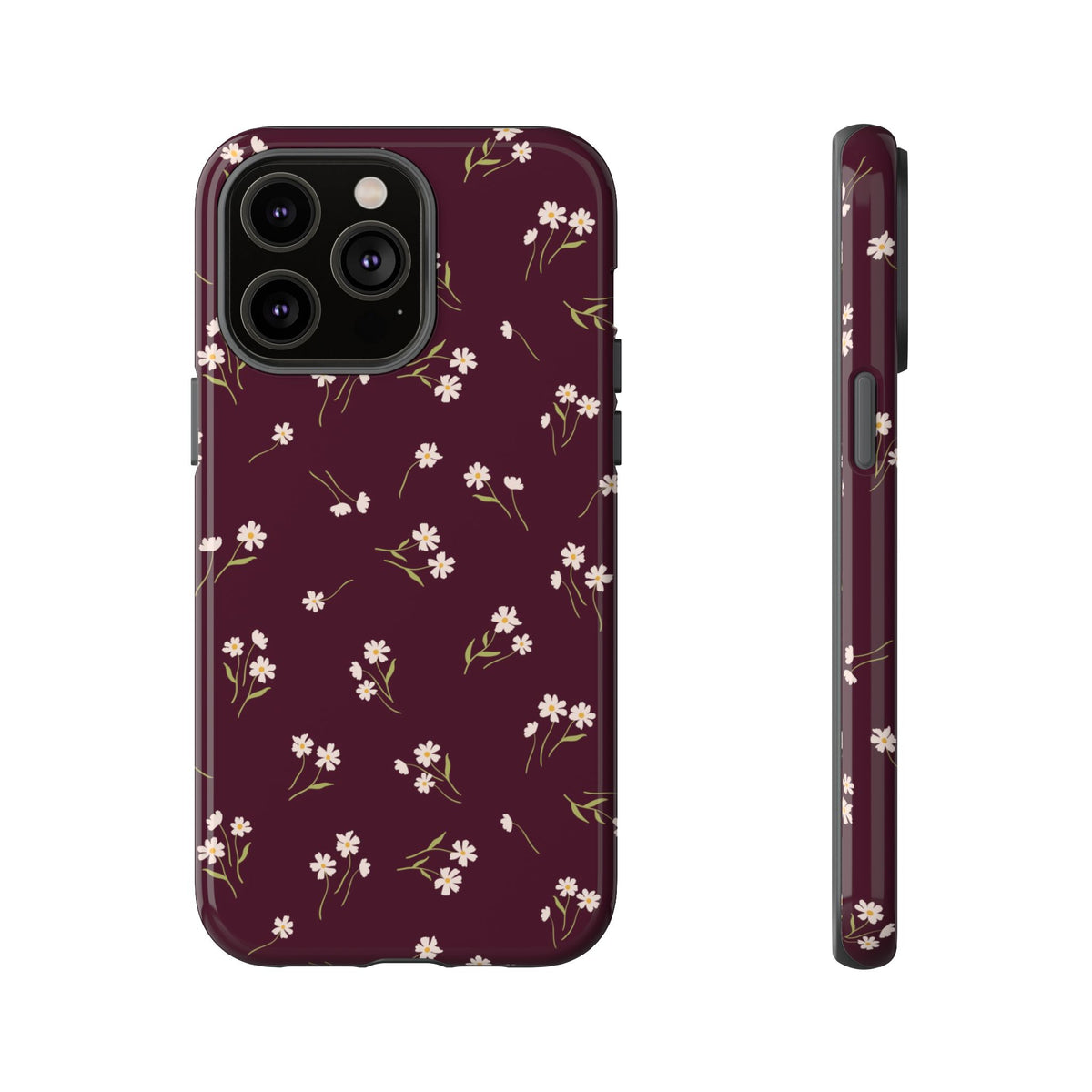 Dainty Daisy | Burgundy Floral iPhone Case