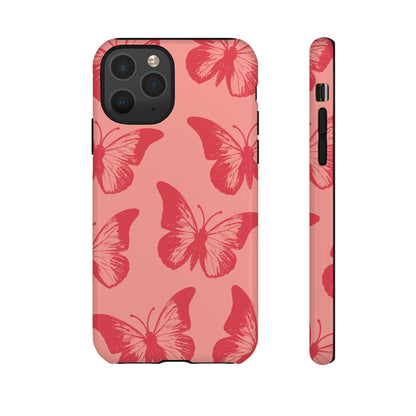 Funda para iPhone con diseño de mariposa social y mariposa color melocotón