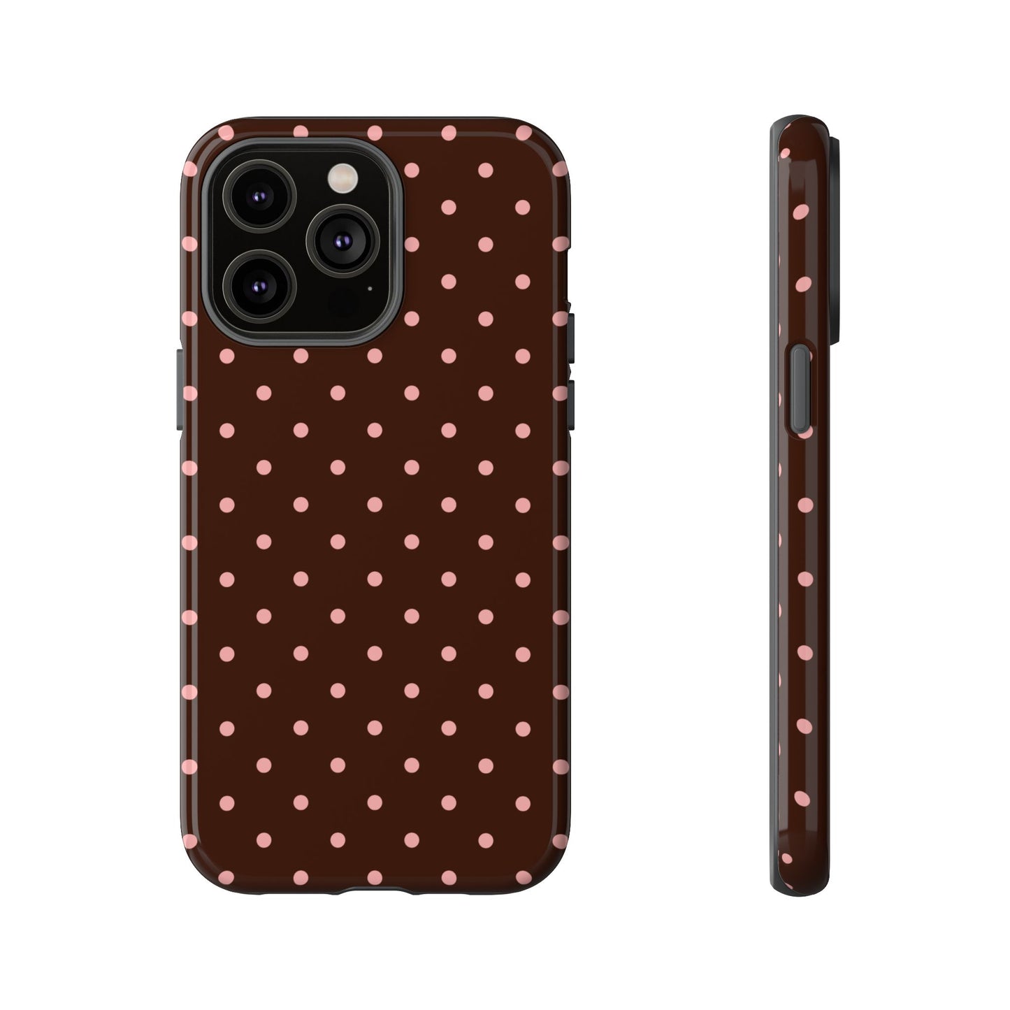 Bonita en rosa | Funda para iPhone con lunares marrones