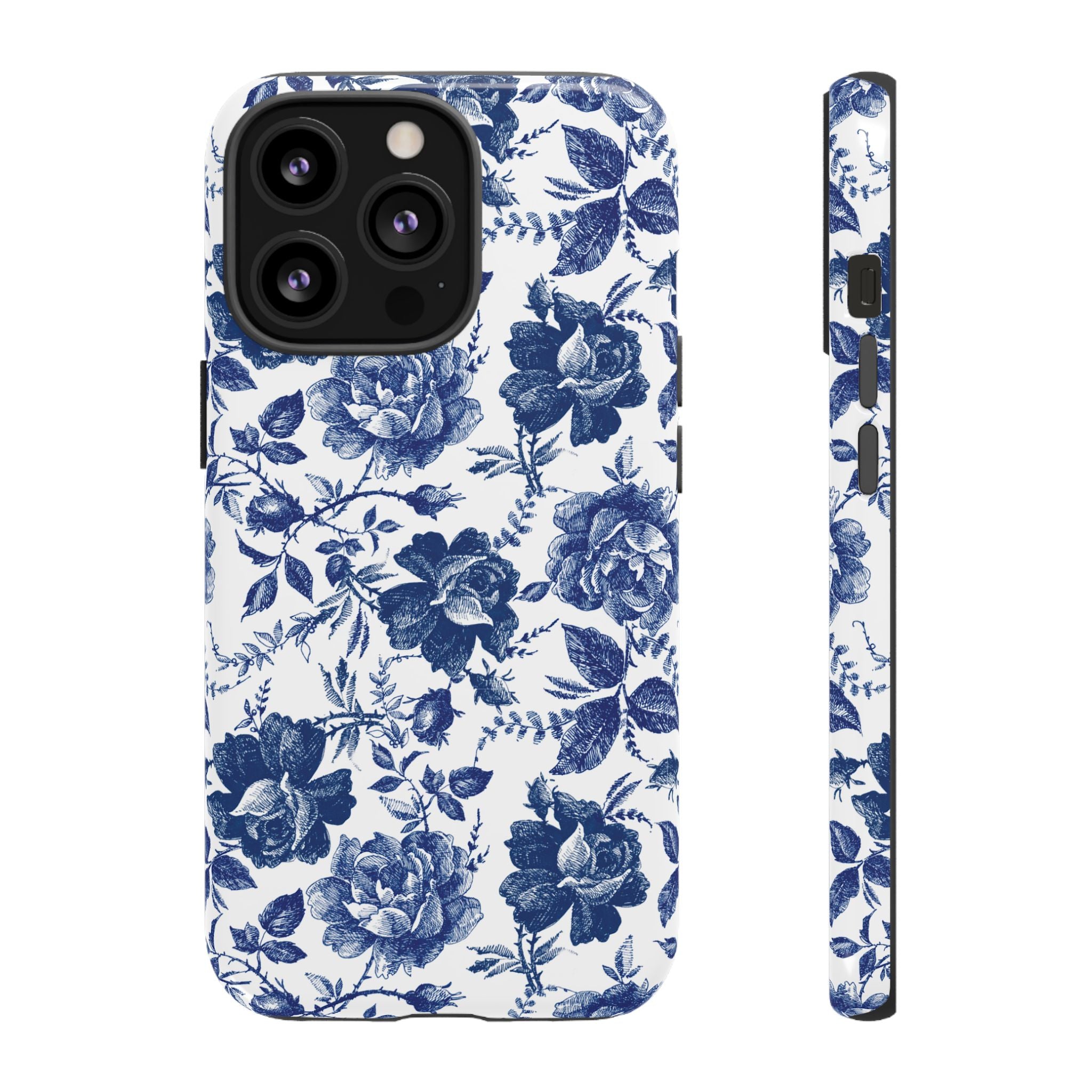 Coque iPhone Indigo Rose | Motif floral rétro