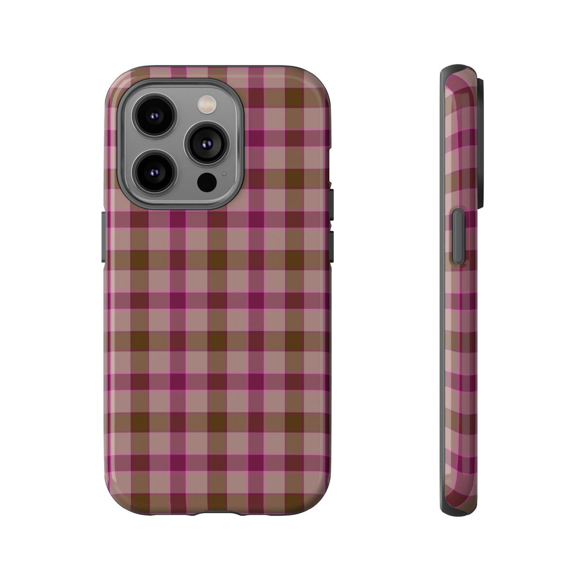 Mulberry Plaid | Pink & Brown Plaid iPhone Case