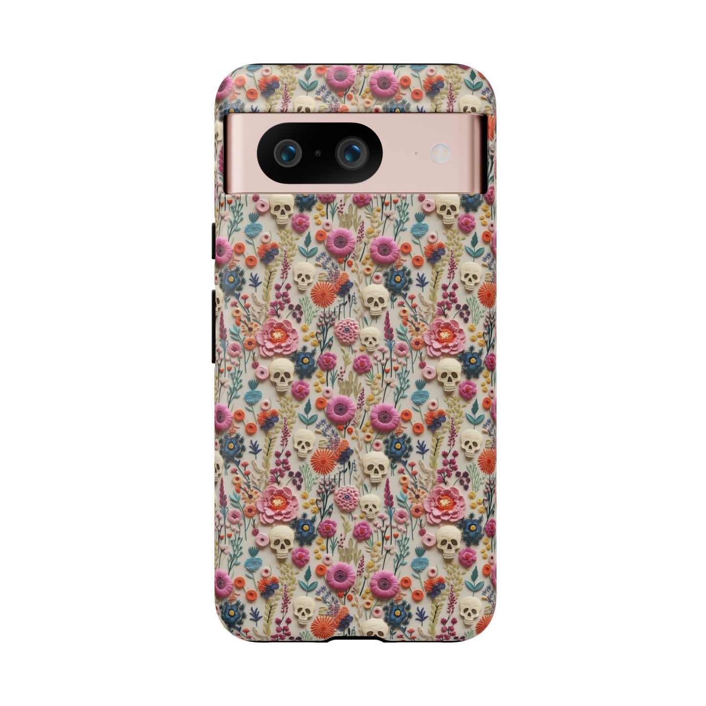 Skulls & Flowers | Embroidery Effect Case