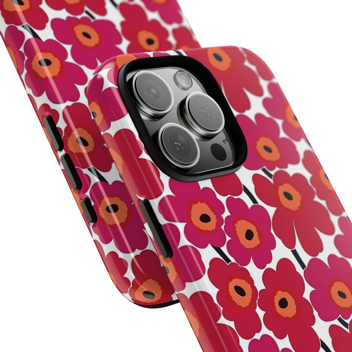 Coque iPhone à motif coquelicot | Motif floral rose