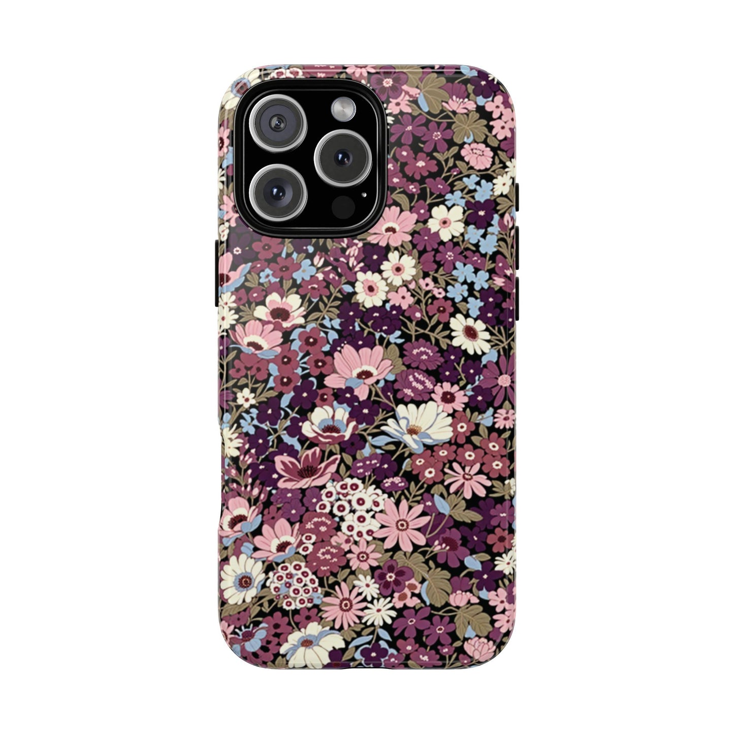 Funda para iPhone con diseño floral morado y ciruela azucarada