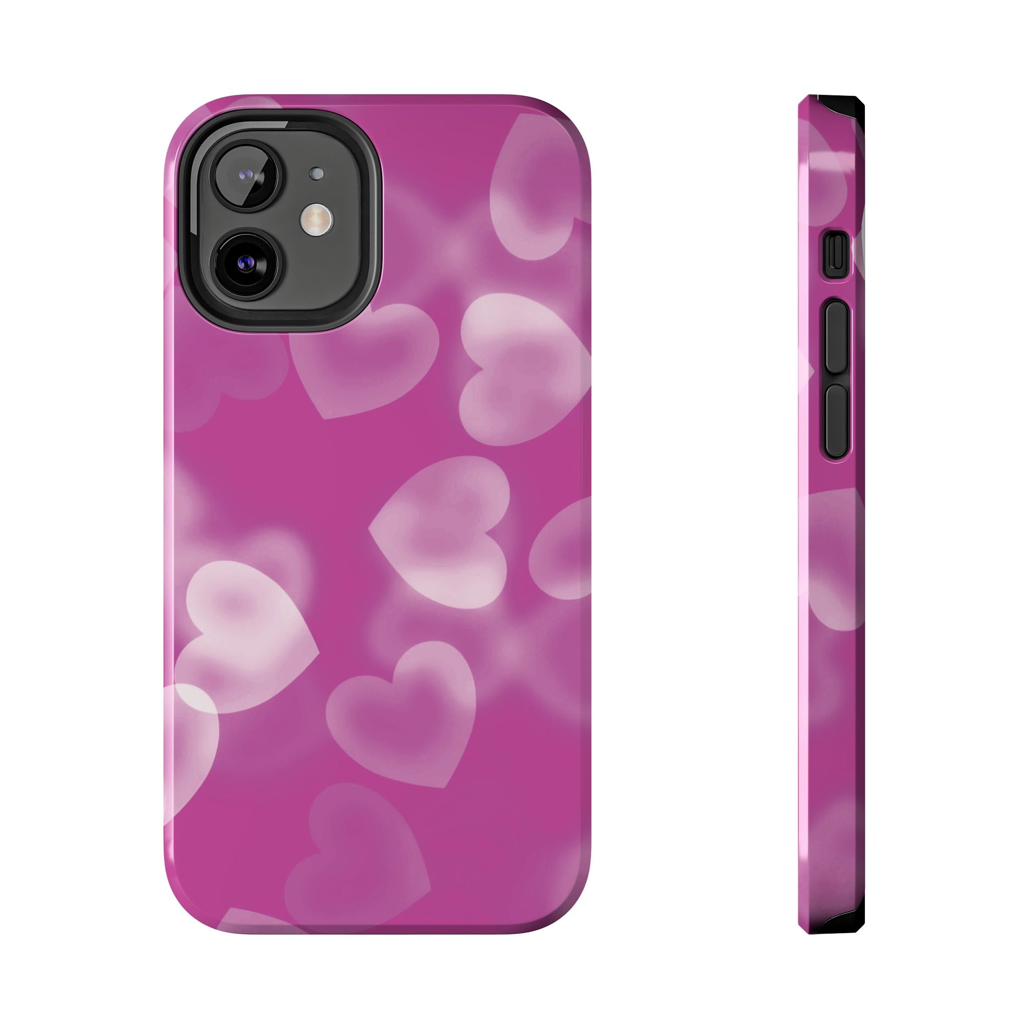 Coque iPhone rose avec coeurs en aérographe