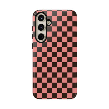 Checked Out | Pink & Brown Checkerboard Case