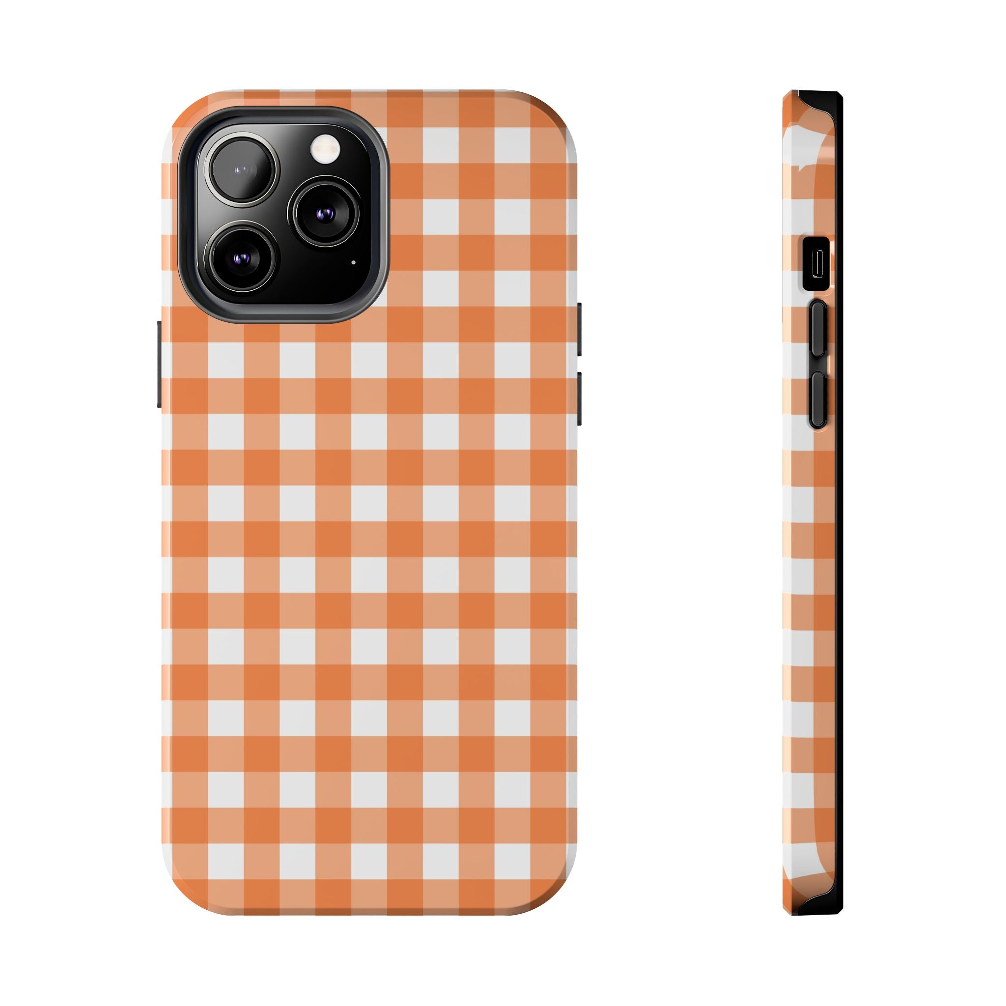 Orange Plaid Gingham Check iPhone Case