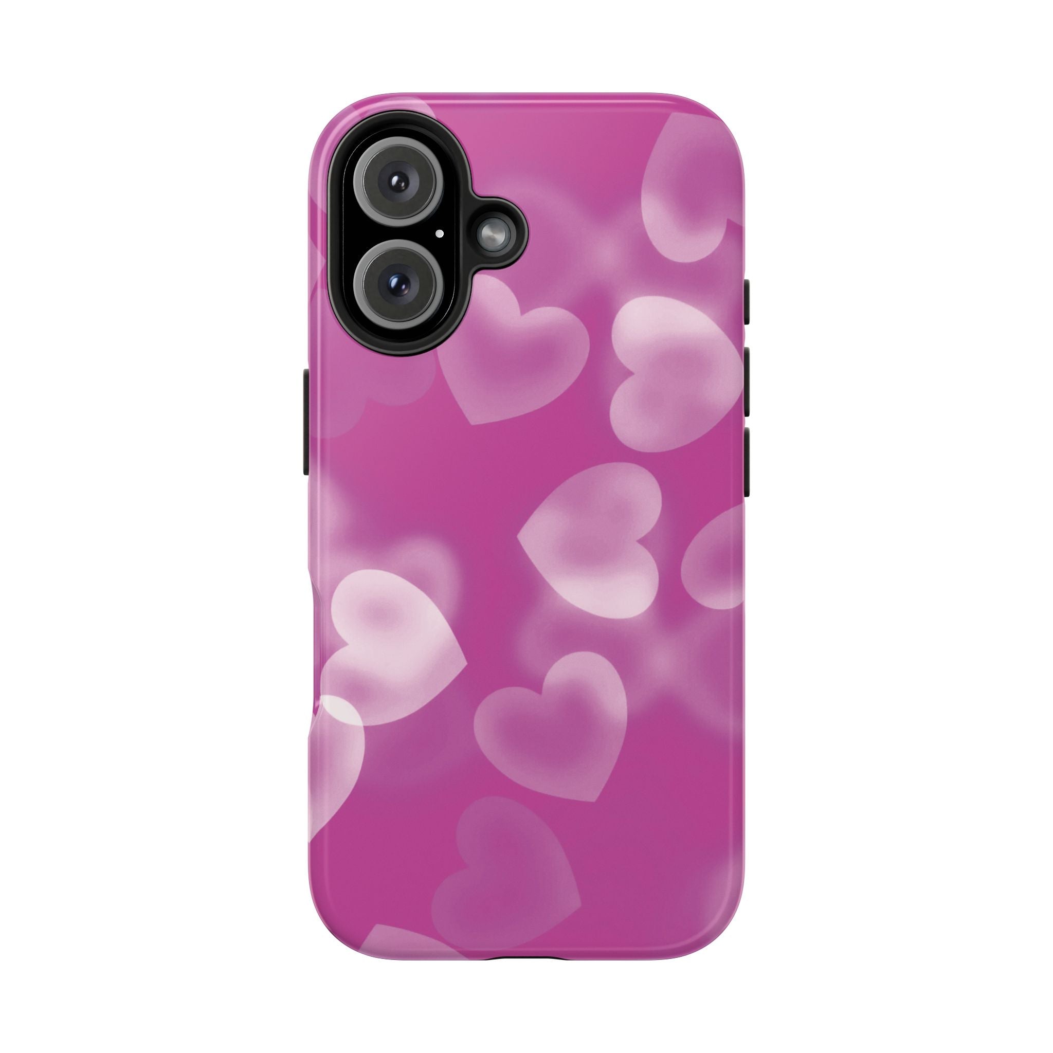 Coque iPhone rose avec coeurs en aérographe