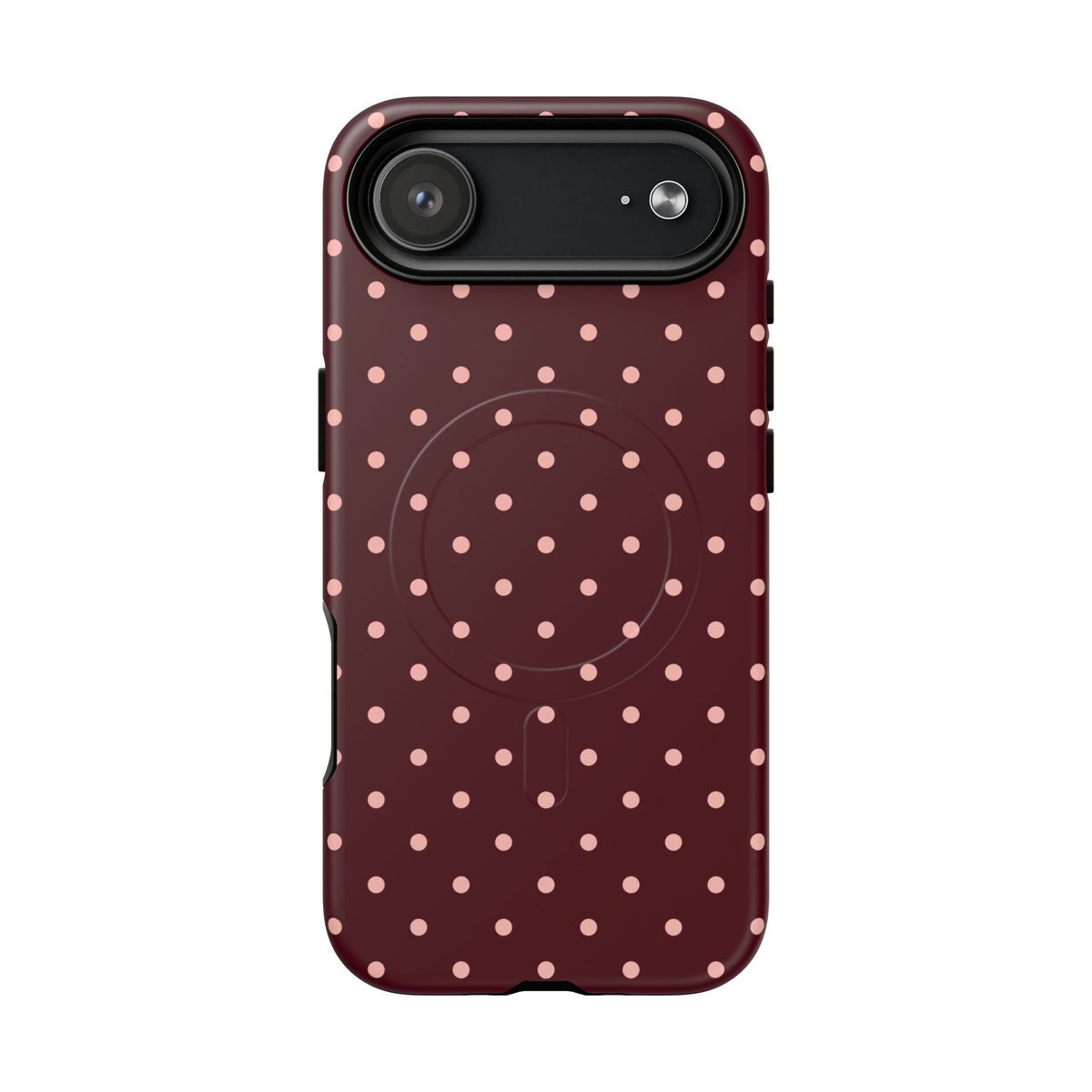 Pretty Please | Burgundy Polka Dot MagSafe Case