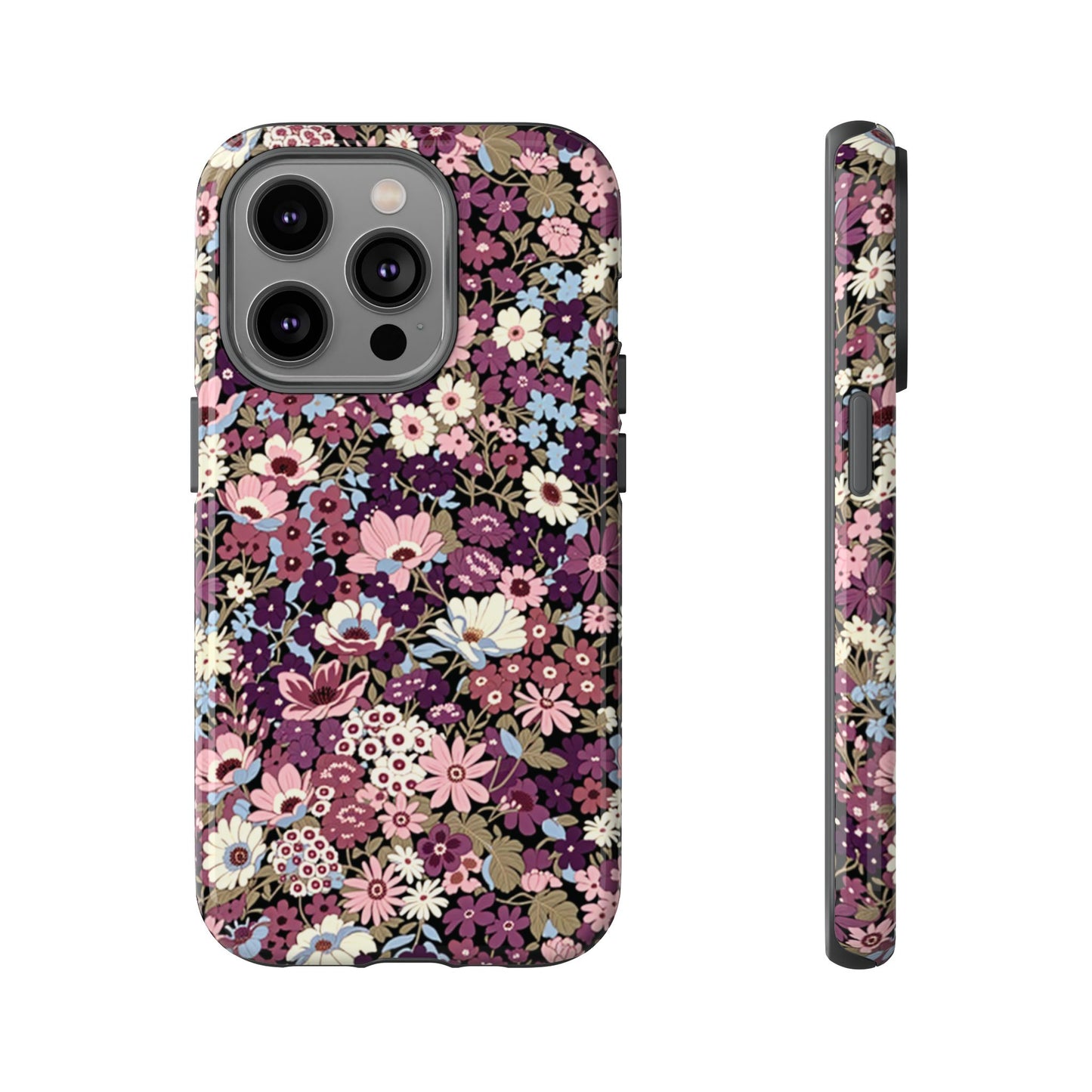 Coque iPhone à motif de prunes sucrées | Fleurs violettes