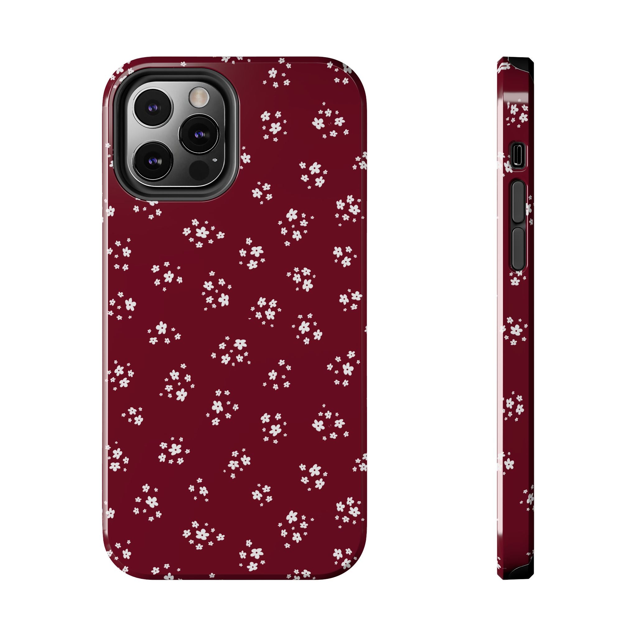Maroon Blooms Floral iPhone Case