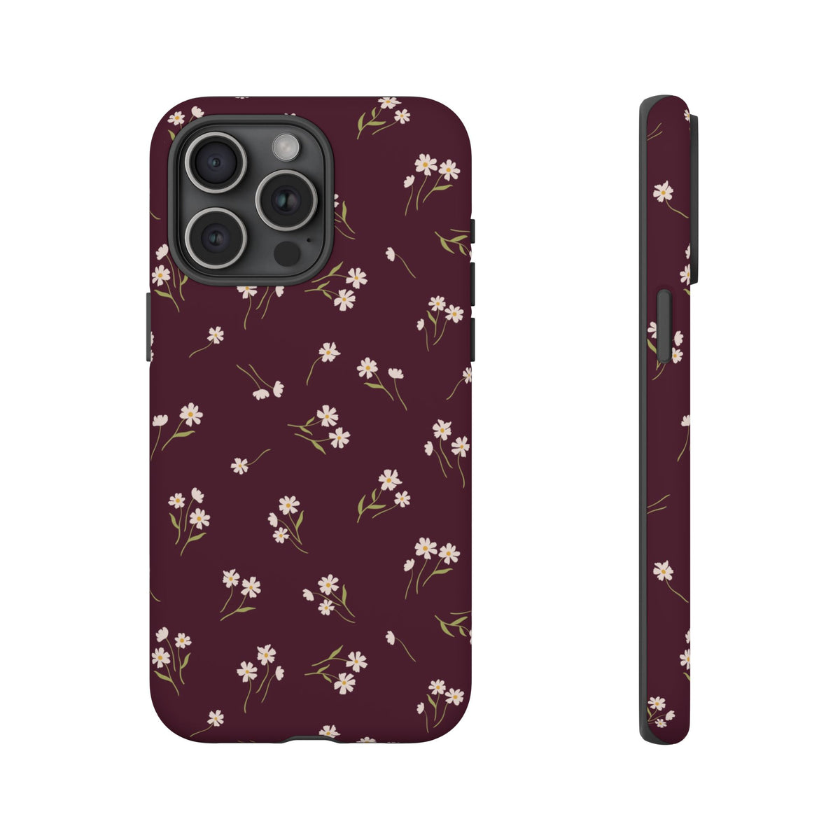 Dainty Daisy | Burgundy Floral iPhone Case