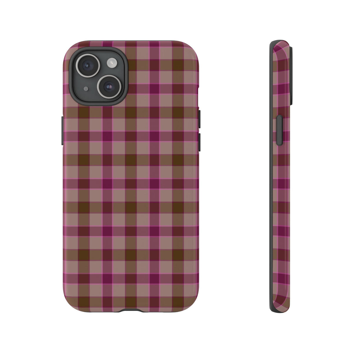 Mulberry Plaid | Pink & Brown Plaid iPhone Case