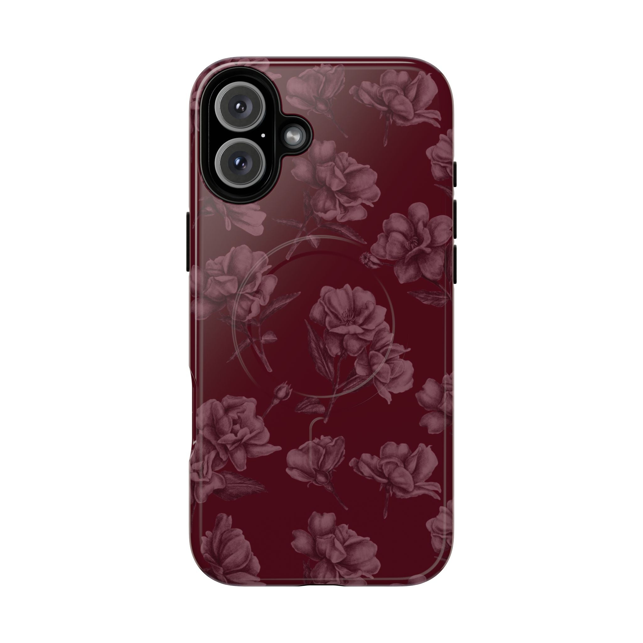Funda MagSafe con estampado floral burdeos de Femme Fatale