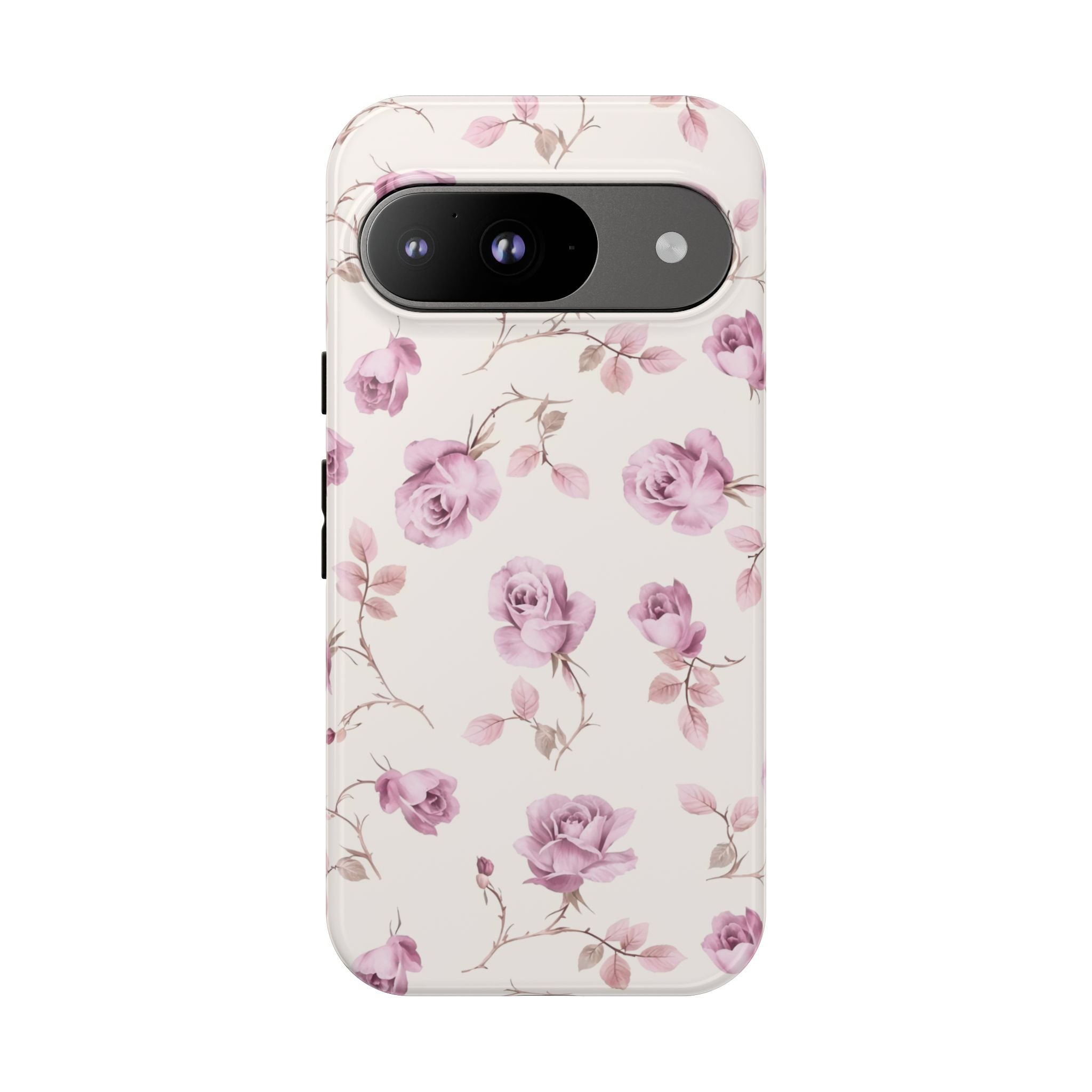 Estuche floral con diseño de rosas vintage y píxeles de Coquette
