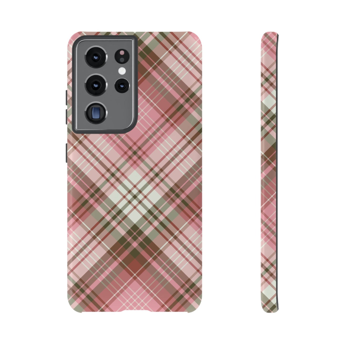 Funda elegante y preppy con diseño de cuadros rosas para Galaxy