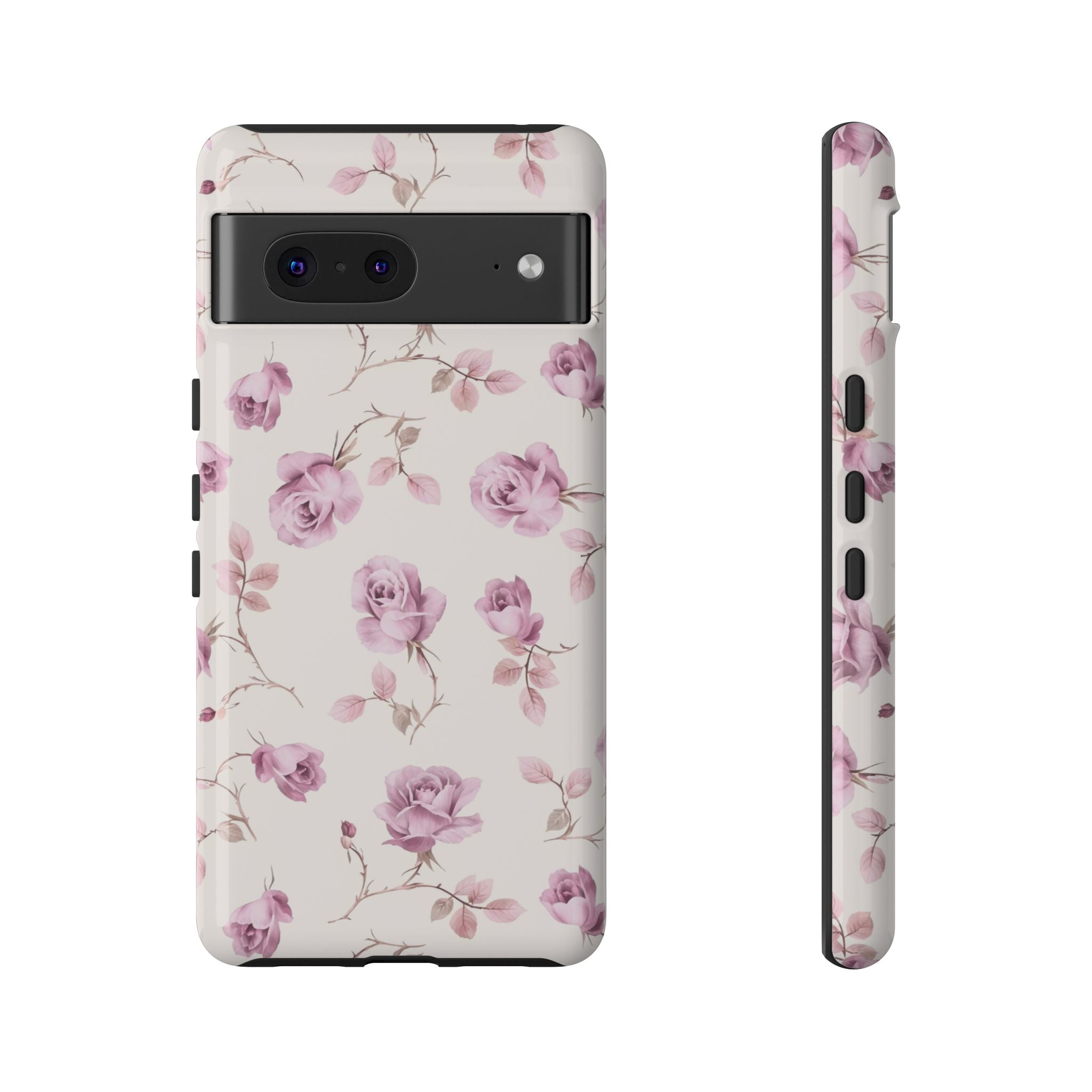 Estuche floral con diseño de rosas vintage y píxeles de Coquette