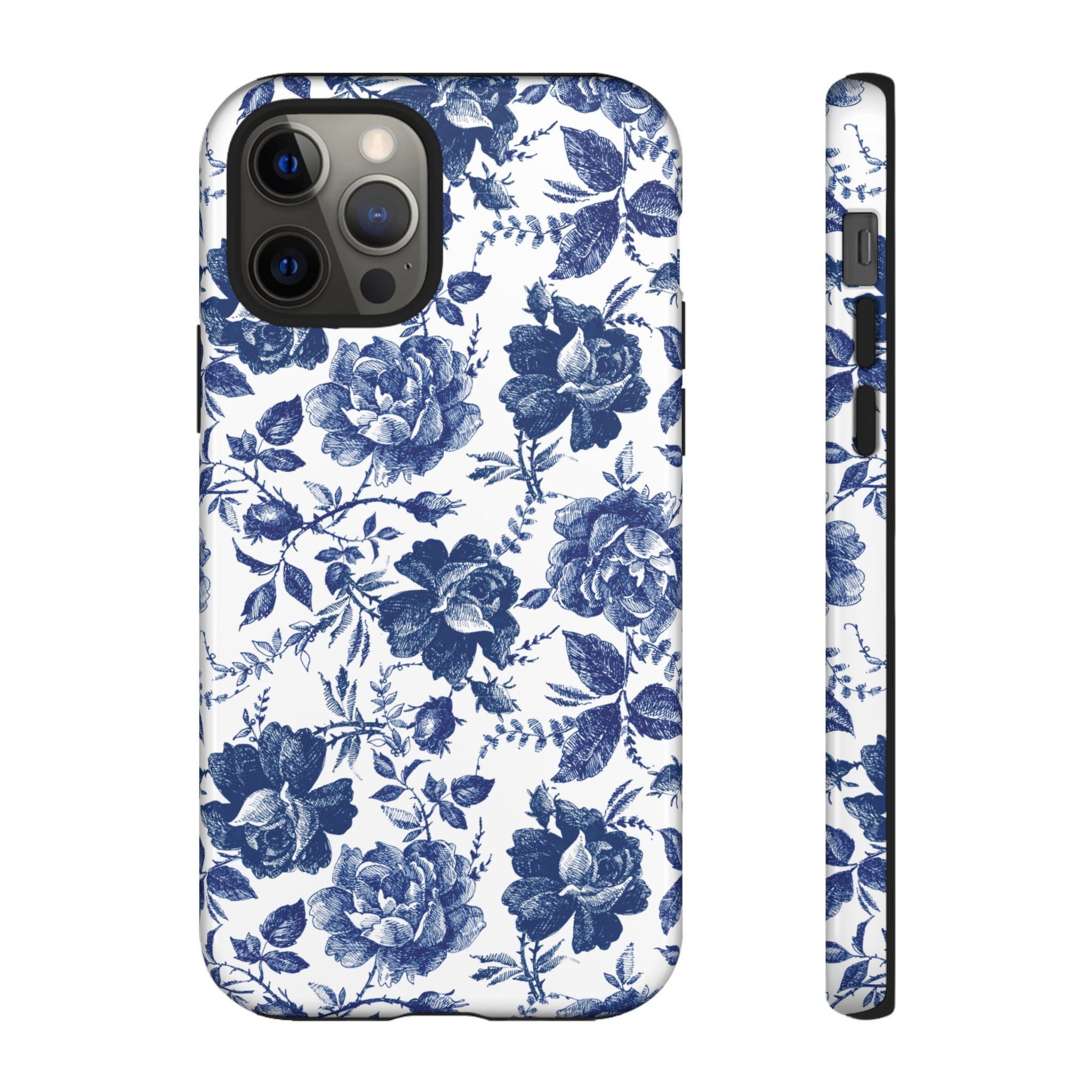 Coque iPhone Indigo Rose | Motif floral rétro