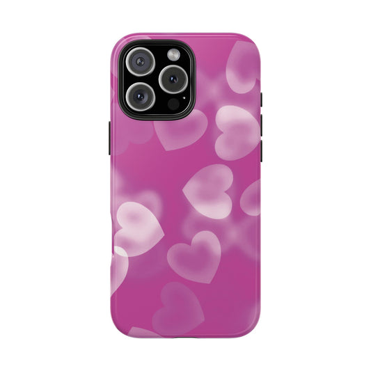 Coque iPhone rose avec coeurs en aérographe